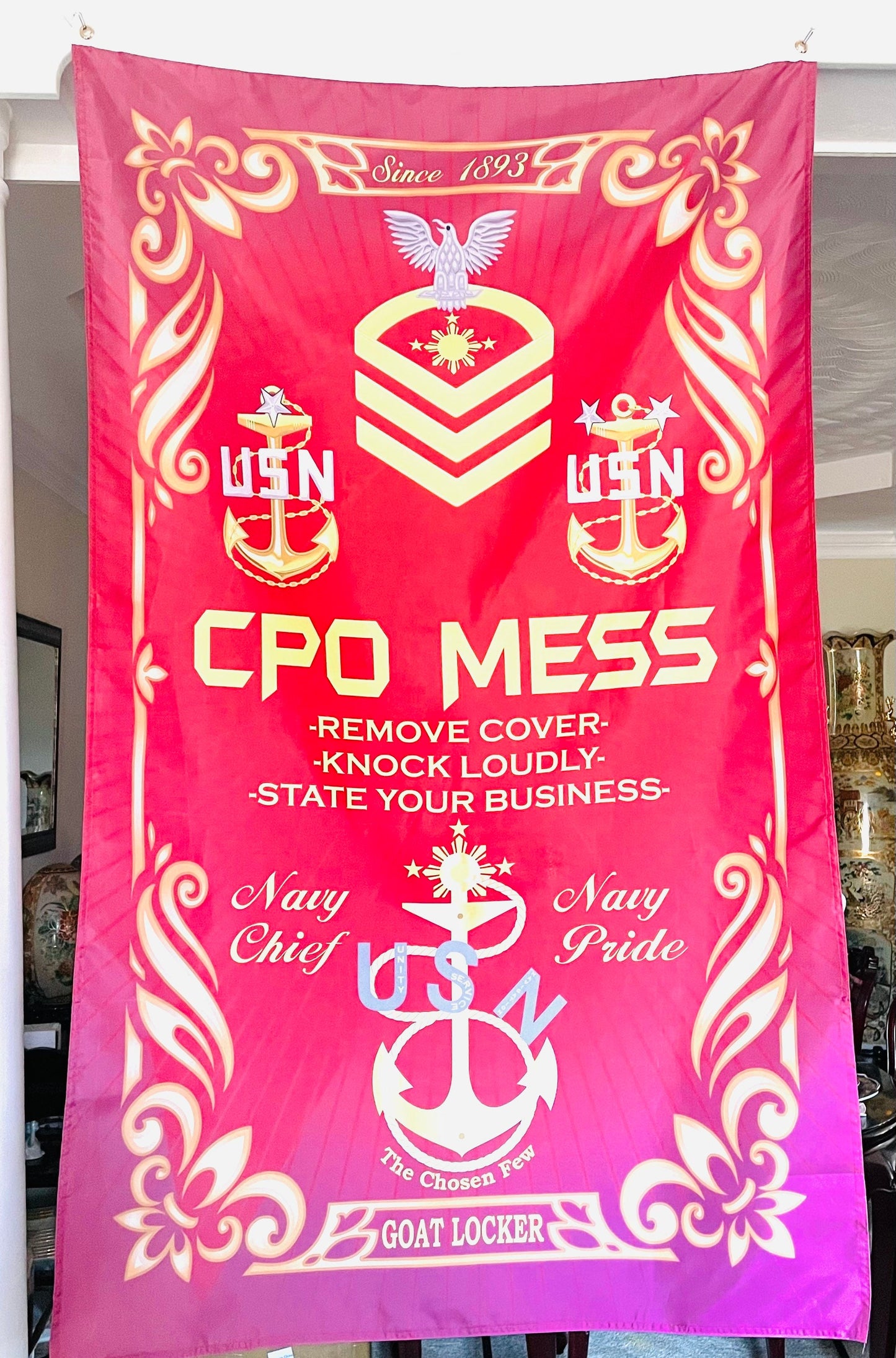 5X3 Vertical USN CPO Mess Flag