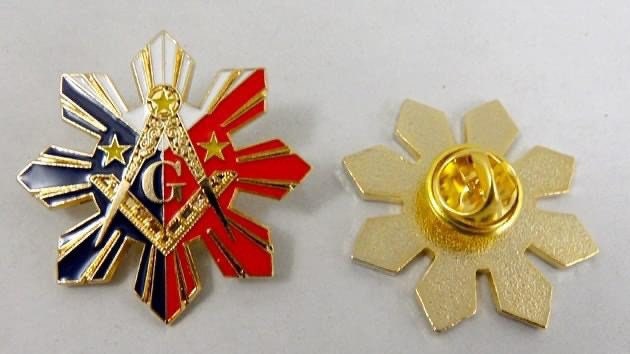 PI Sun & 3 Stars 1.25” Masonic Lapel Pin
