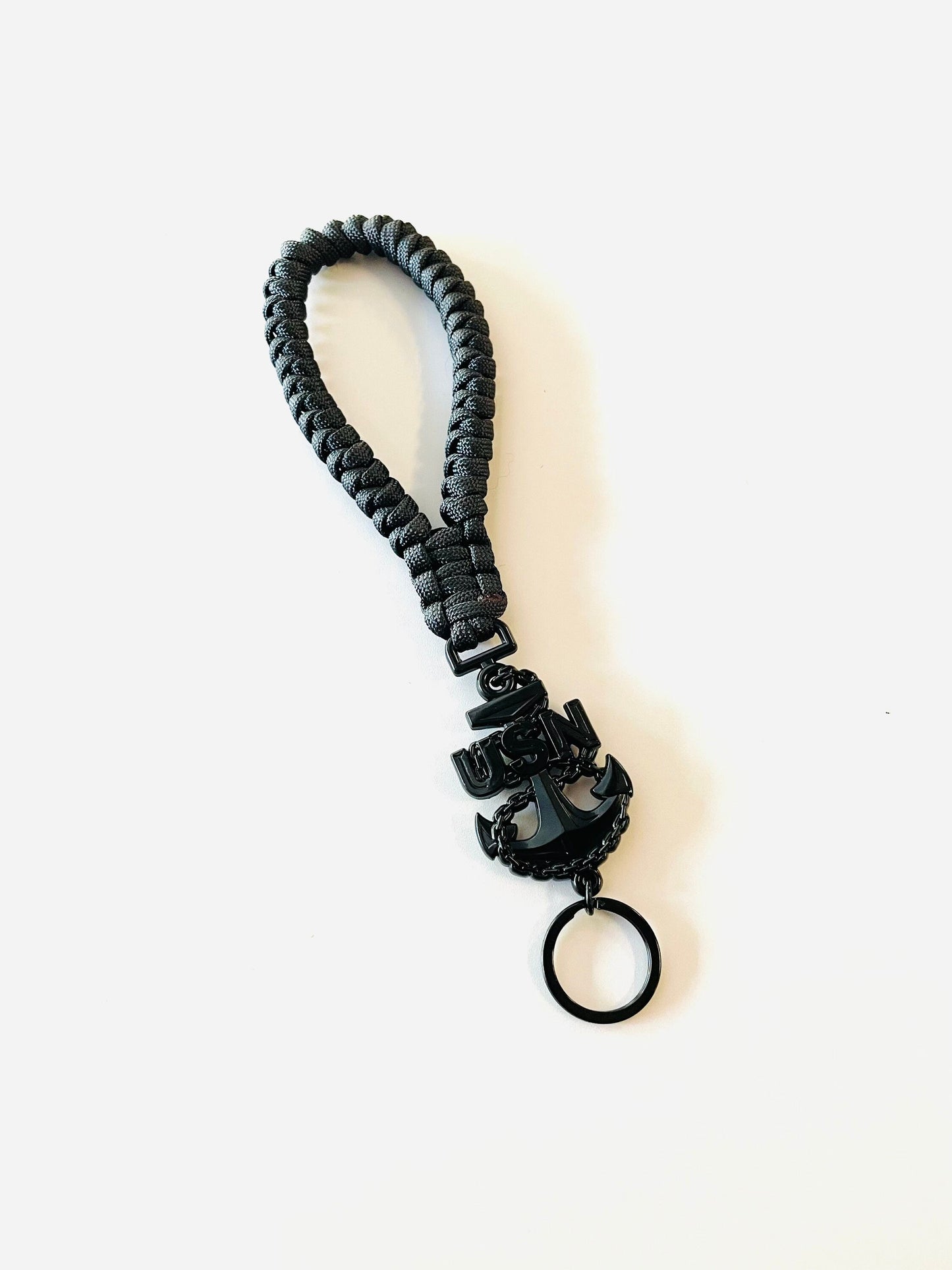 USN E7/E8/E9 Paracord Keychain/Key Fob Black Anchors