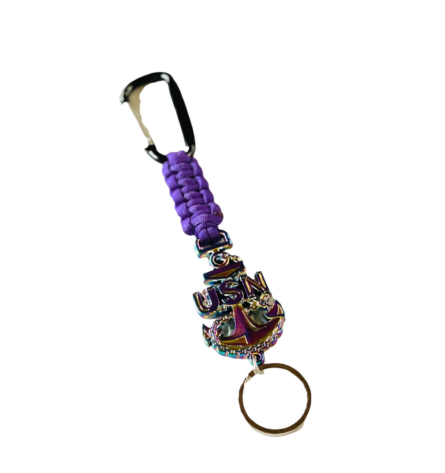 USN E7/E8/E9 Oil Drip Anchor with Purple Paracord Keychain
