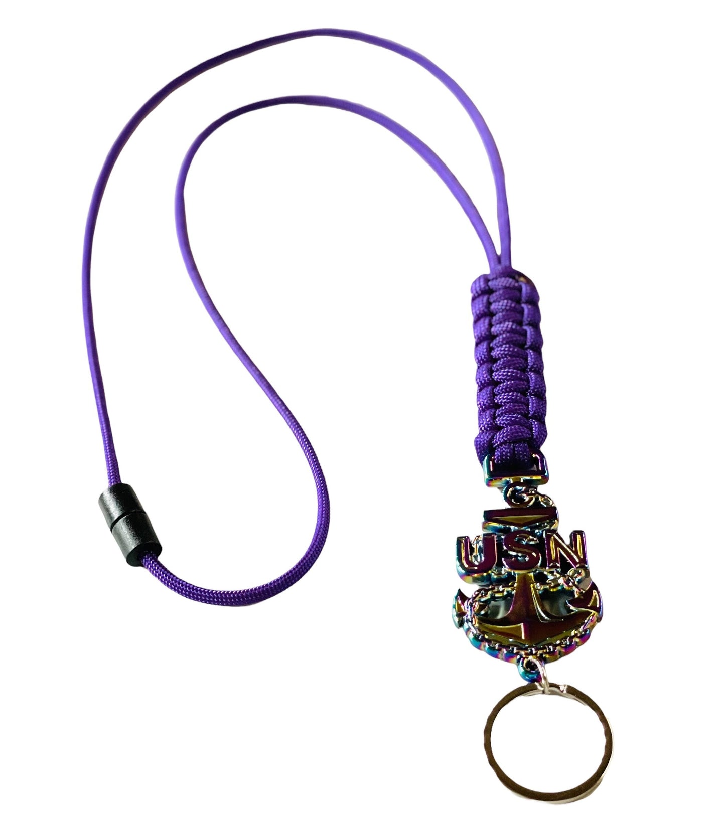 USN E7/E8/E9 Oil Drip Anchor with Purple Paracord Lanyard