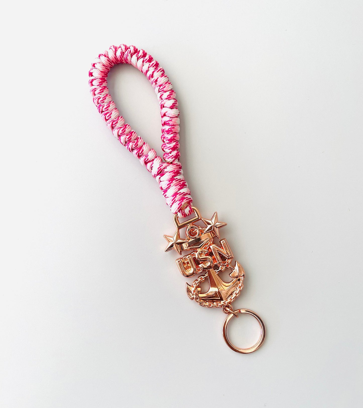 USN E7/E8/E9 Breast Cancer Awareness Paracord Keyfob