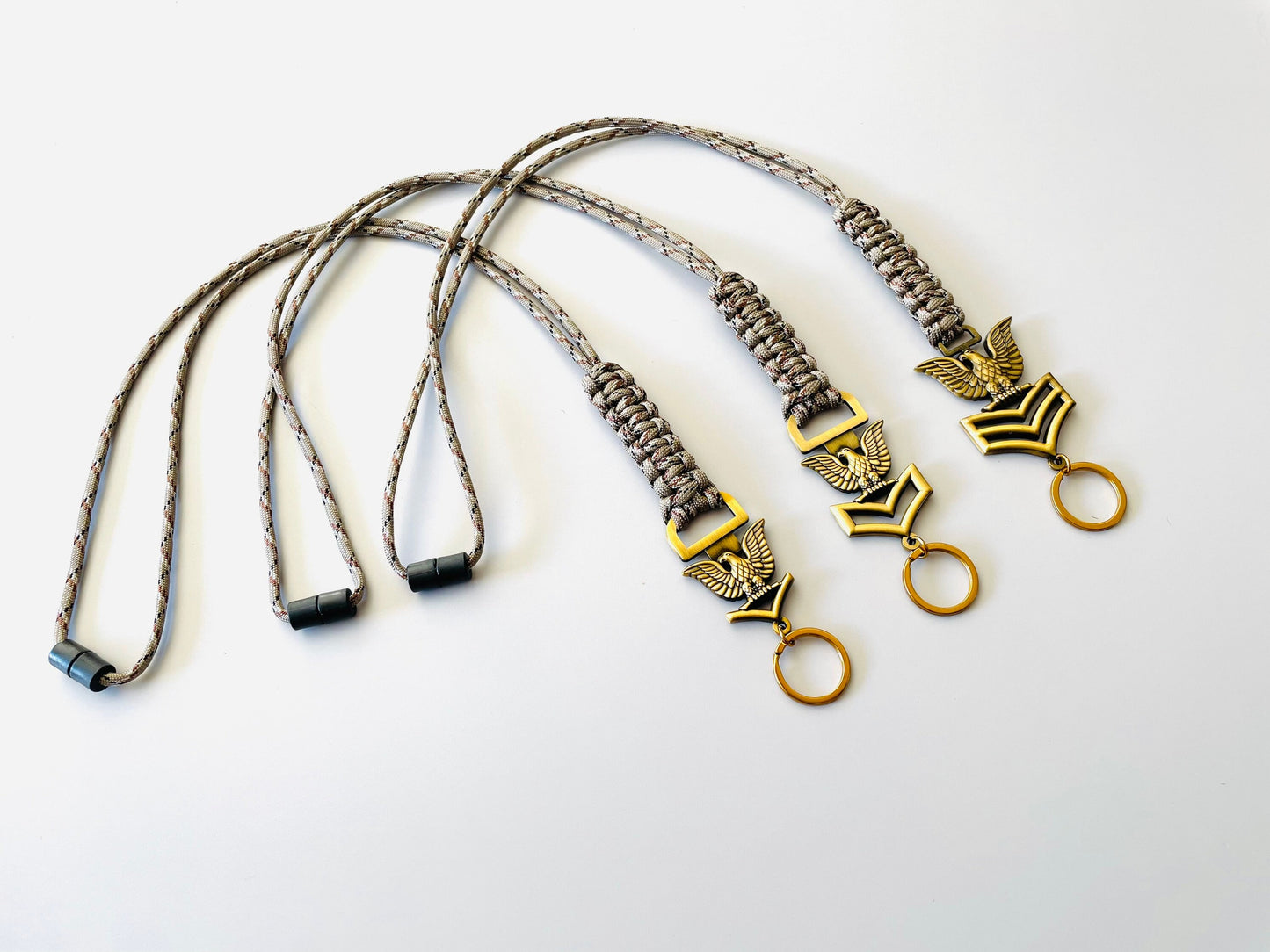 USN E4/E5/E6 Antique Gold Crow with Desert Camo Paracord Neck Lanyard