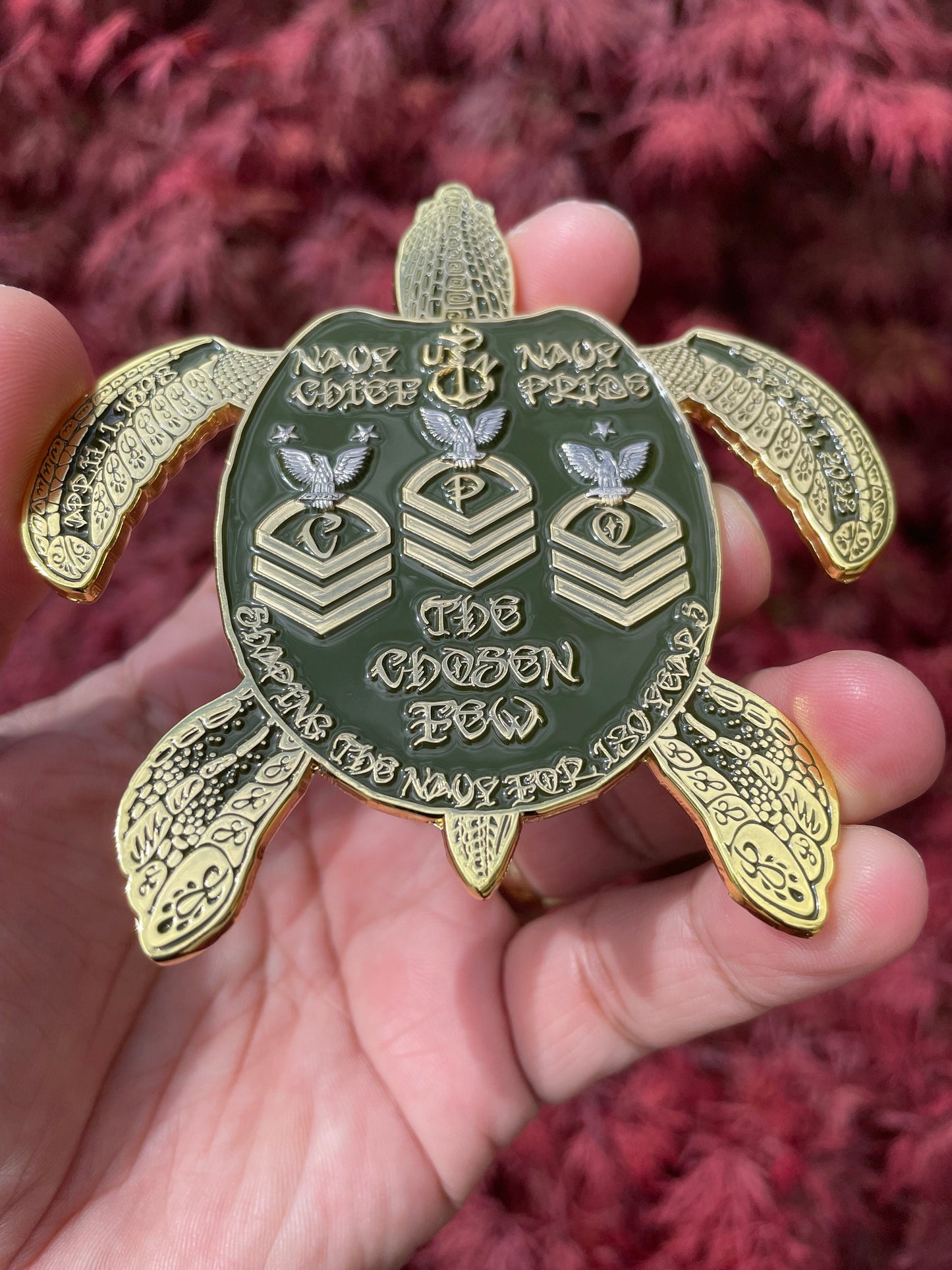 3.5” 130th CPO BIRTHDAY Turtle Pride Coin Olive Drab & Gold