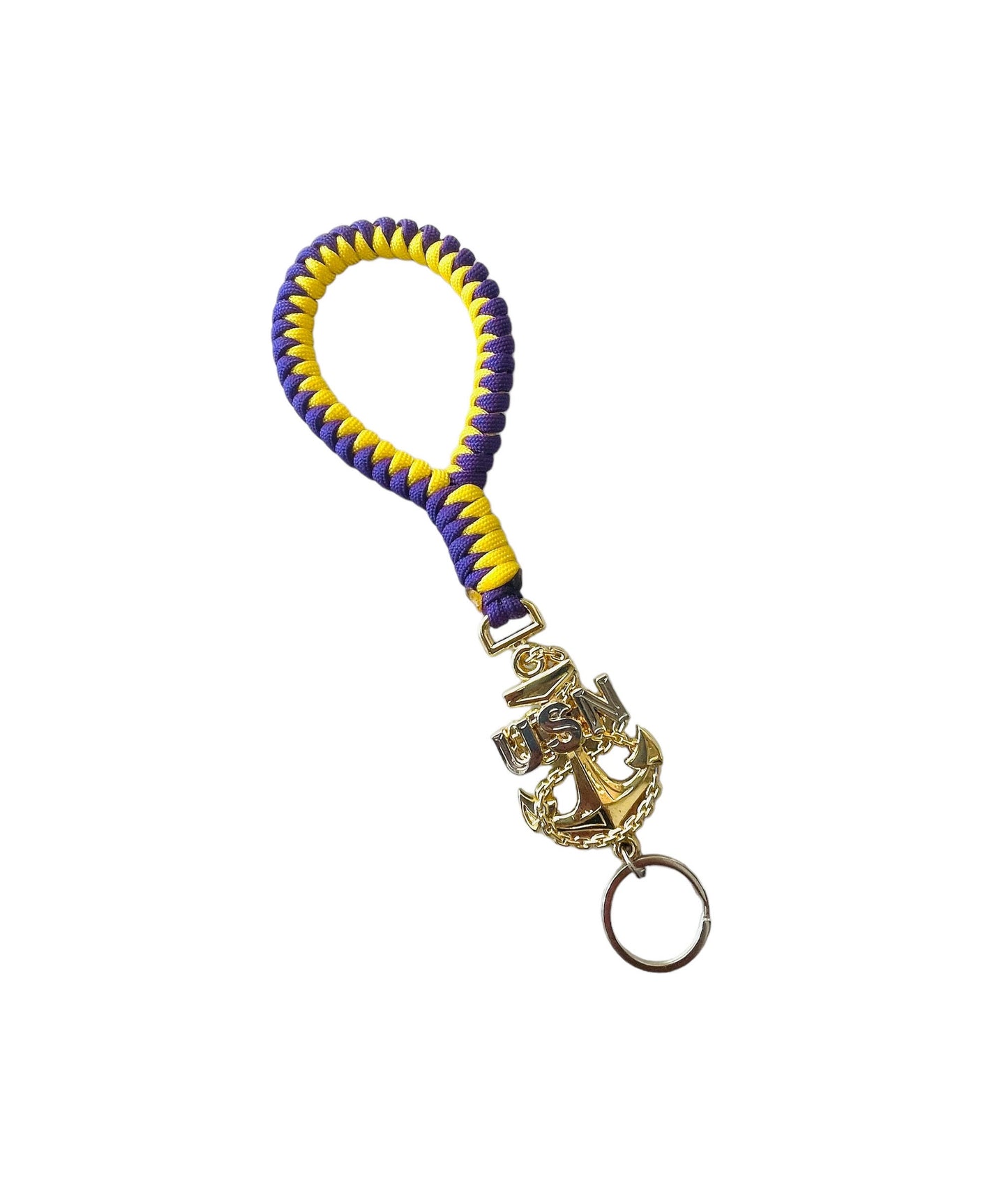 USN E7/E8/E9 Paracord Keychains/Keyfob (Lakers Colors)