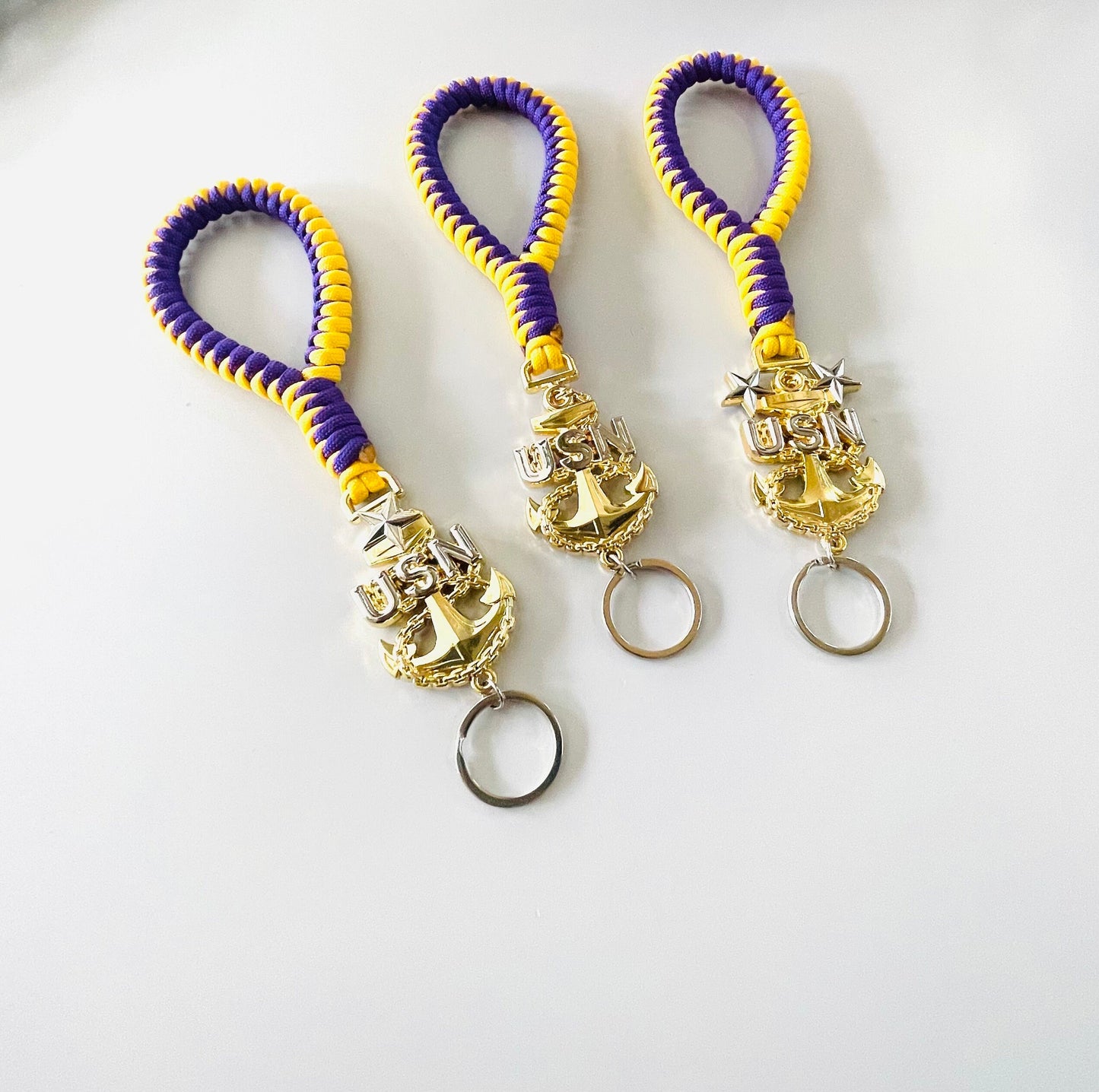USN E7/E8/E9 2 color Paracord Keychain/Keyfob.