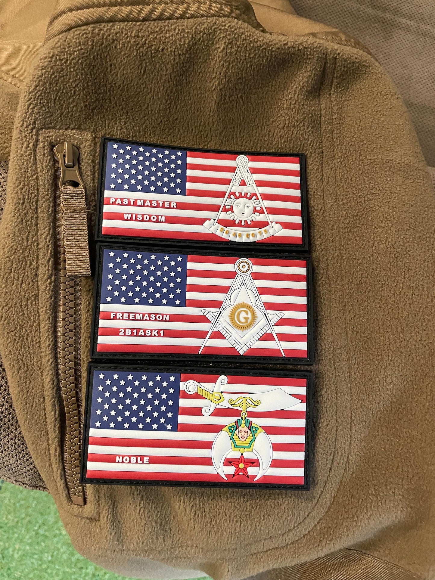 Freemason, Past Master and Shiners Glow in the Dark PVC Patches.