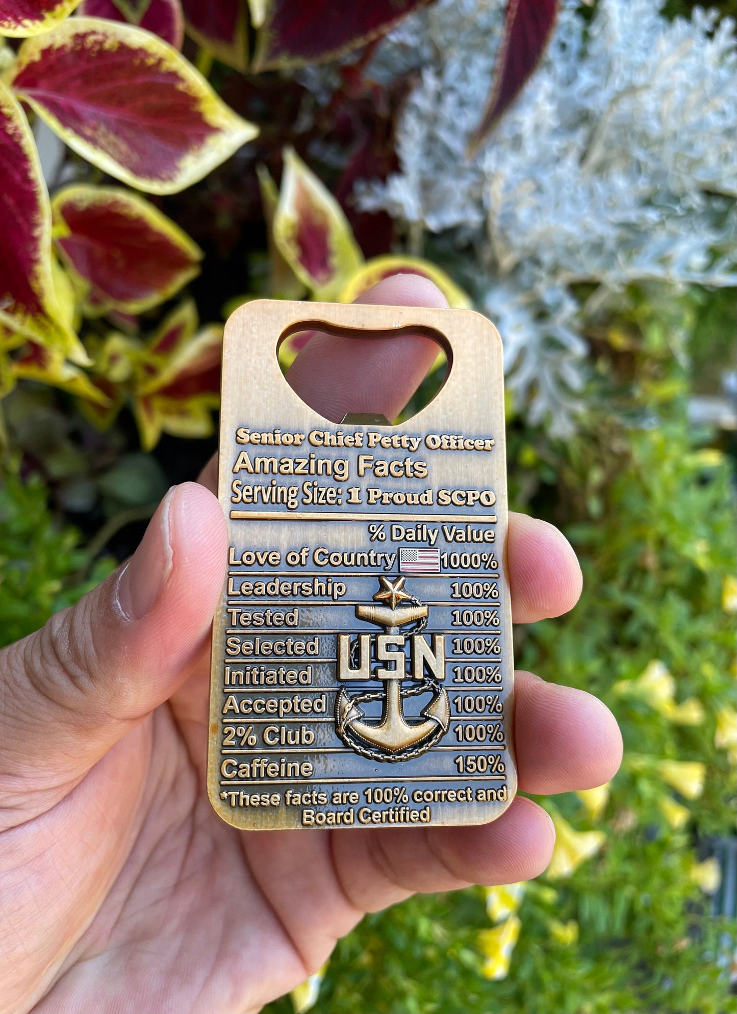 A gift for your Sponsor. 3” Chief, Senior Chief and Master Chief Bottle Opener/Coin Antique Gold