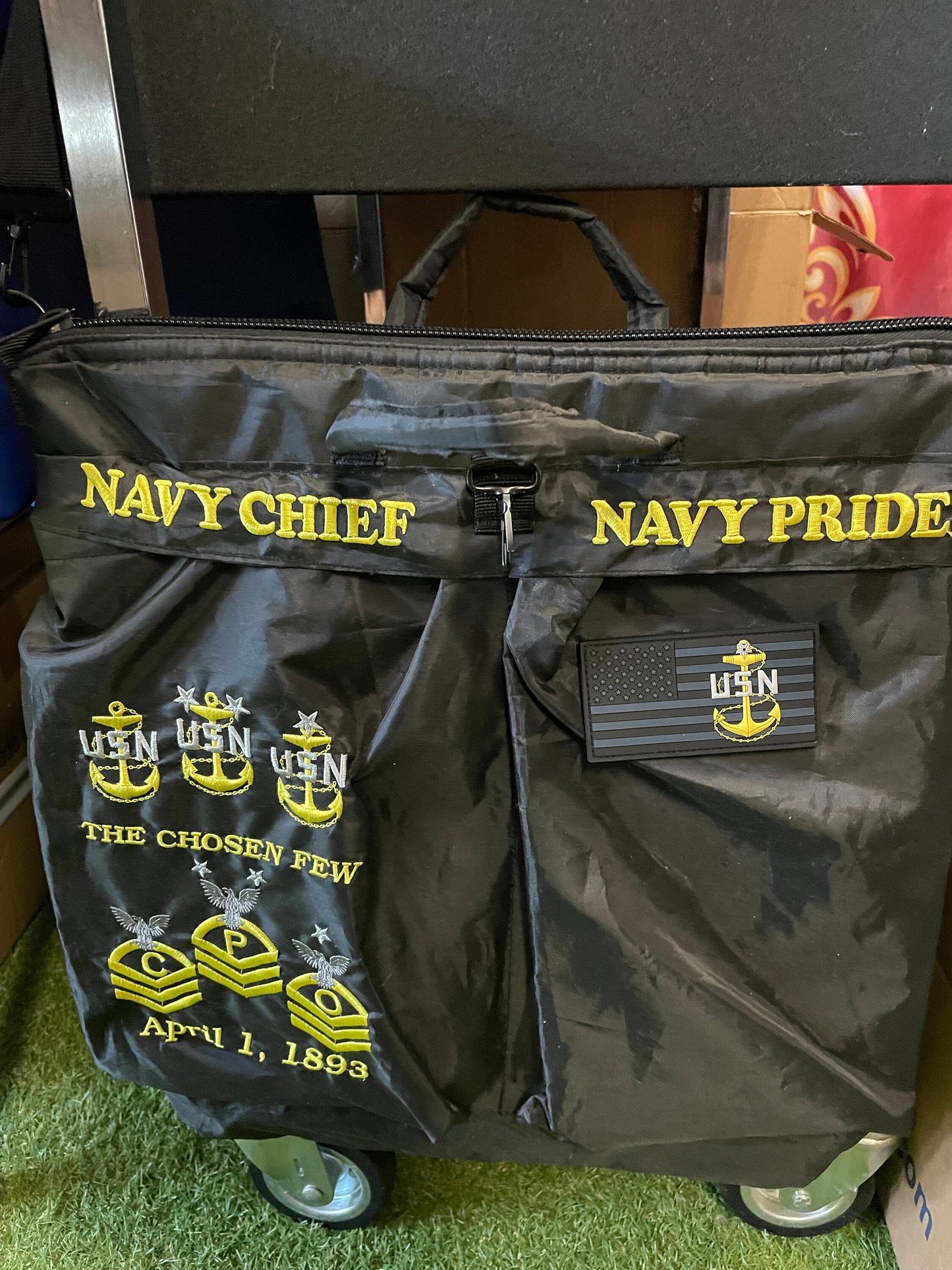 USN E7/E8/E9 Black US Flag PVC Patches