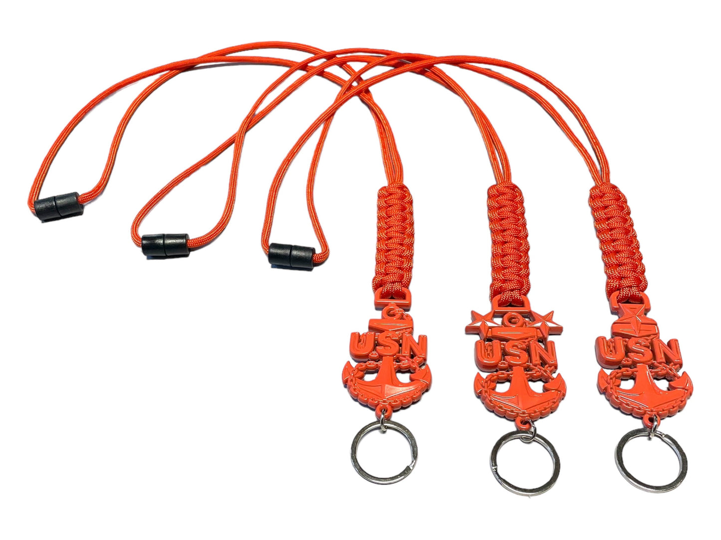 USN E7/E8/E9 Coral Anchors with Burnt Orange Paracord Lanyard.