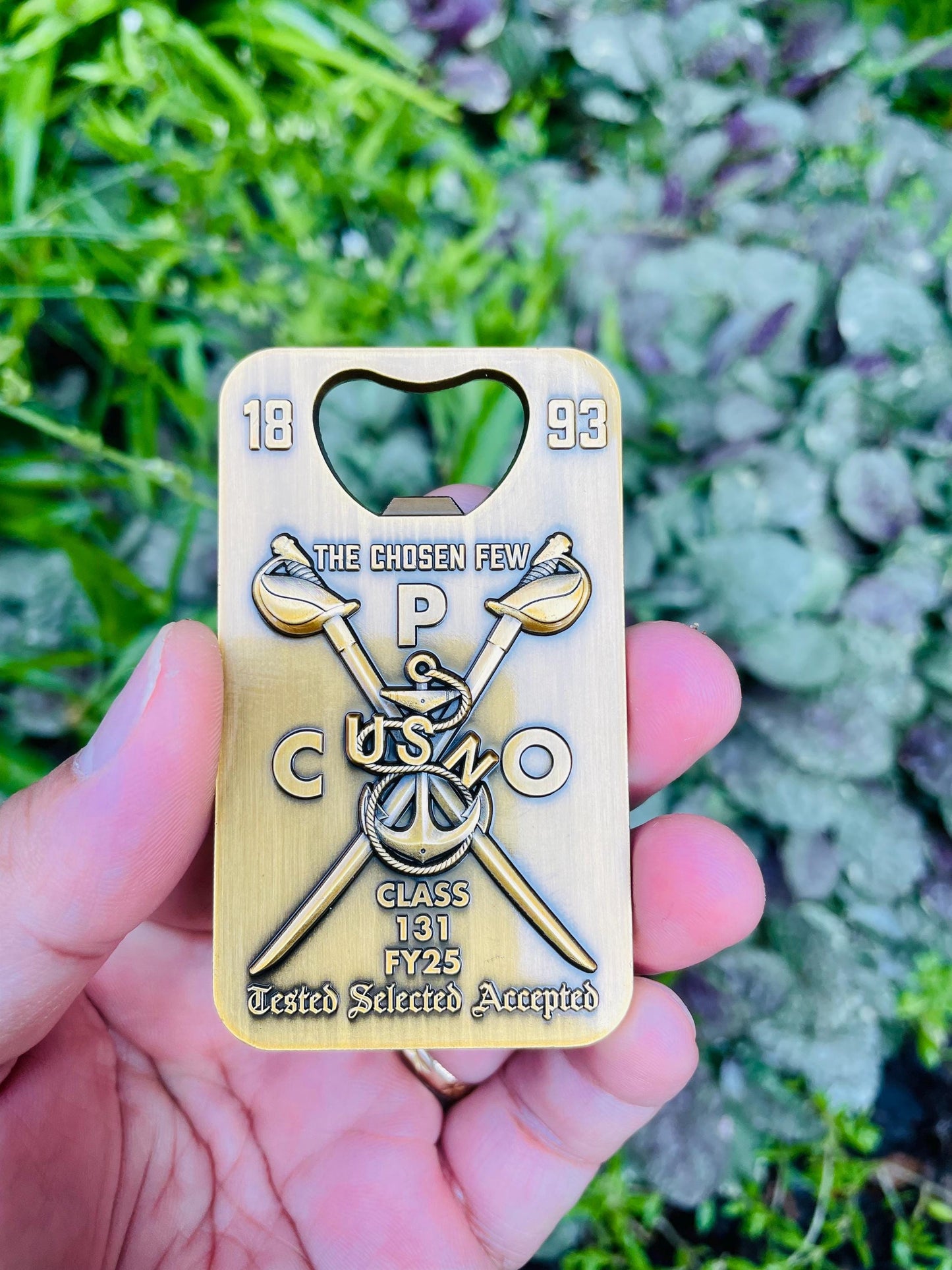 CPO Class 131 FY25 Bottle Opener/Coin with Tribal Anchors
