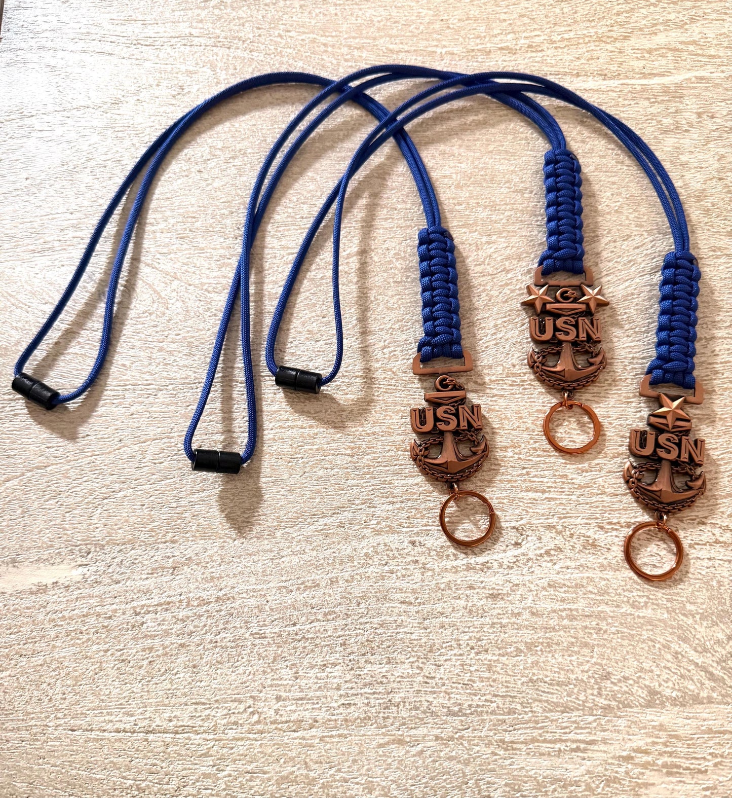 USN E7/E8/E9 Antique Copper Anchors Paracord Lanyard.