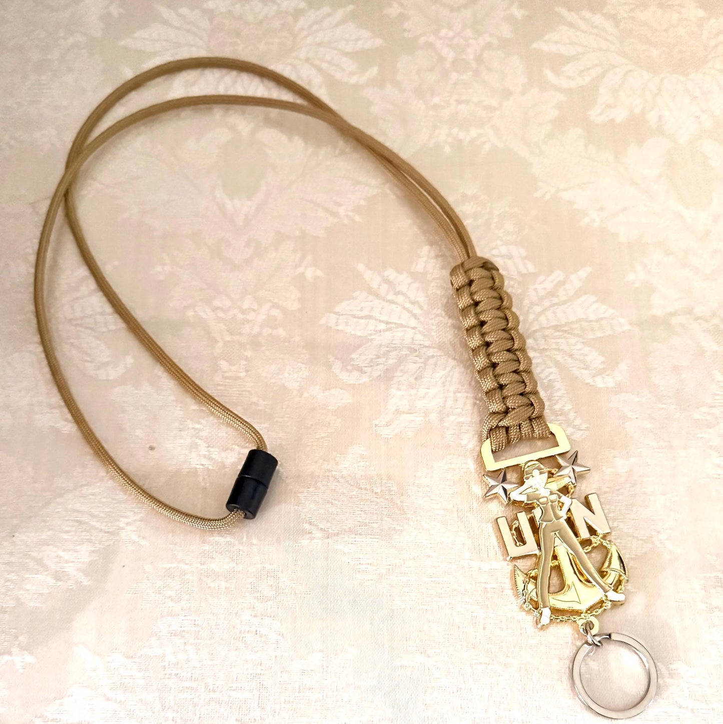USN E7/E8/E9 Chick Chiefs Gold/Silver Anchor With Gold Paracord Lanyard.