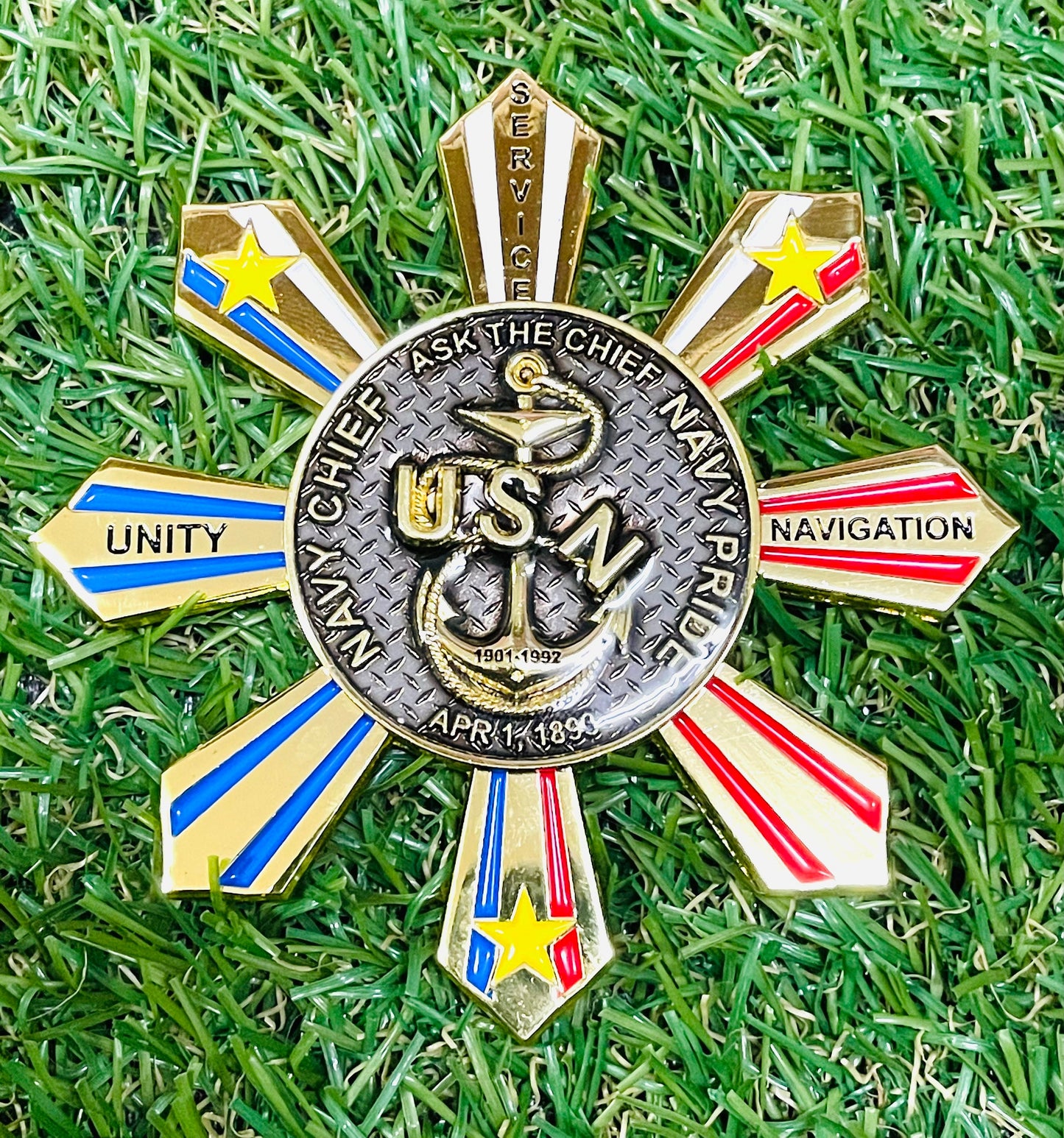 Philippine Sun and 3 Stars Spinner USNavy CPO Pride Challenge Coin