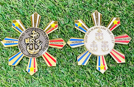 Philippine Sun and 3 Stars Spinner USNavy CPO Pride Challenge Coin