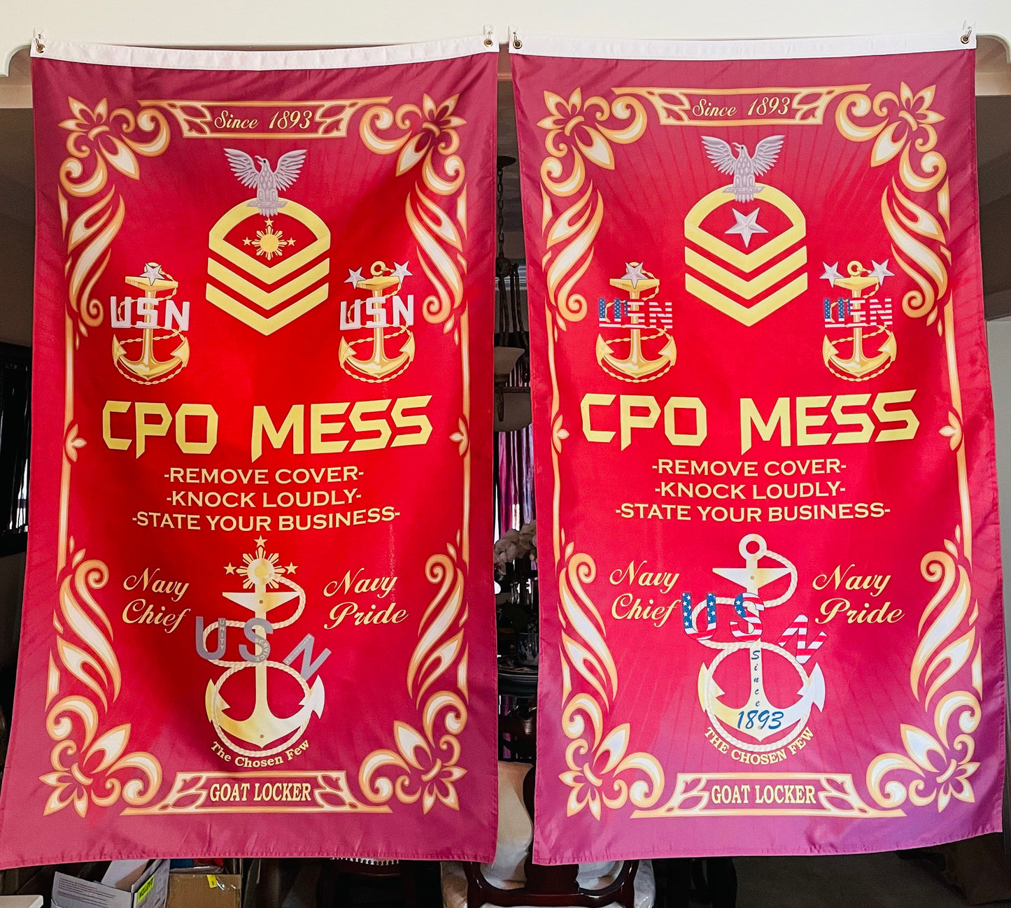 5X3 Vertical USN CPO Mess Flag