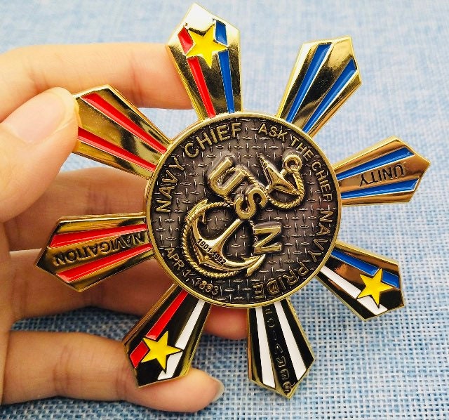Philippine Sun and 3 Stars Spinner USNavy CPO Pride Challenge Coin