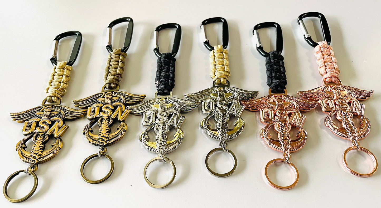 USN Corpsman CPO Paracord Keychain