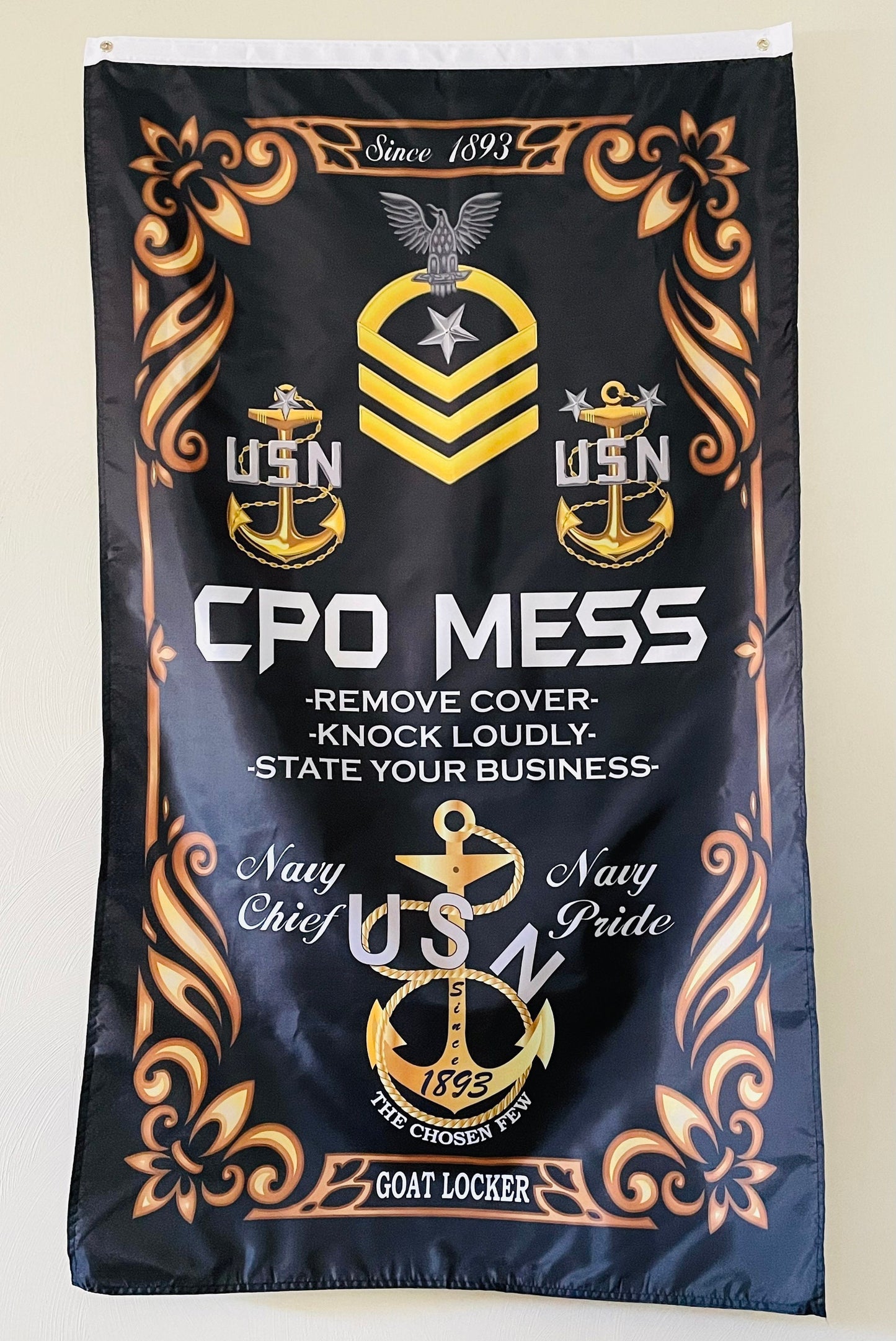 USN CPO Mess 5X3 Vertical Flag