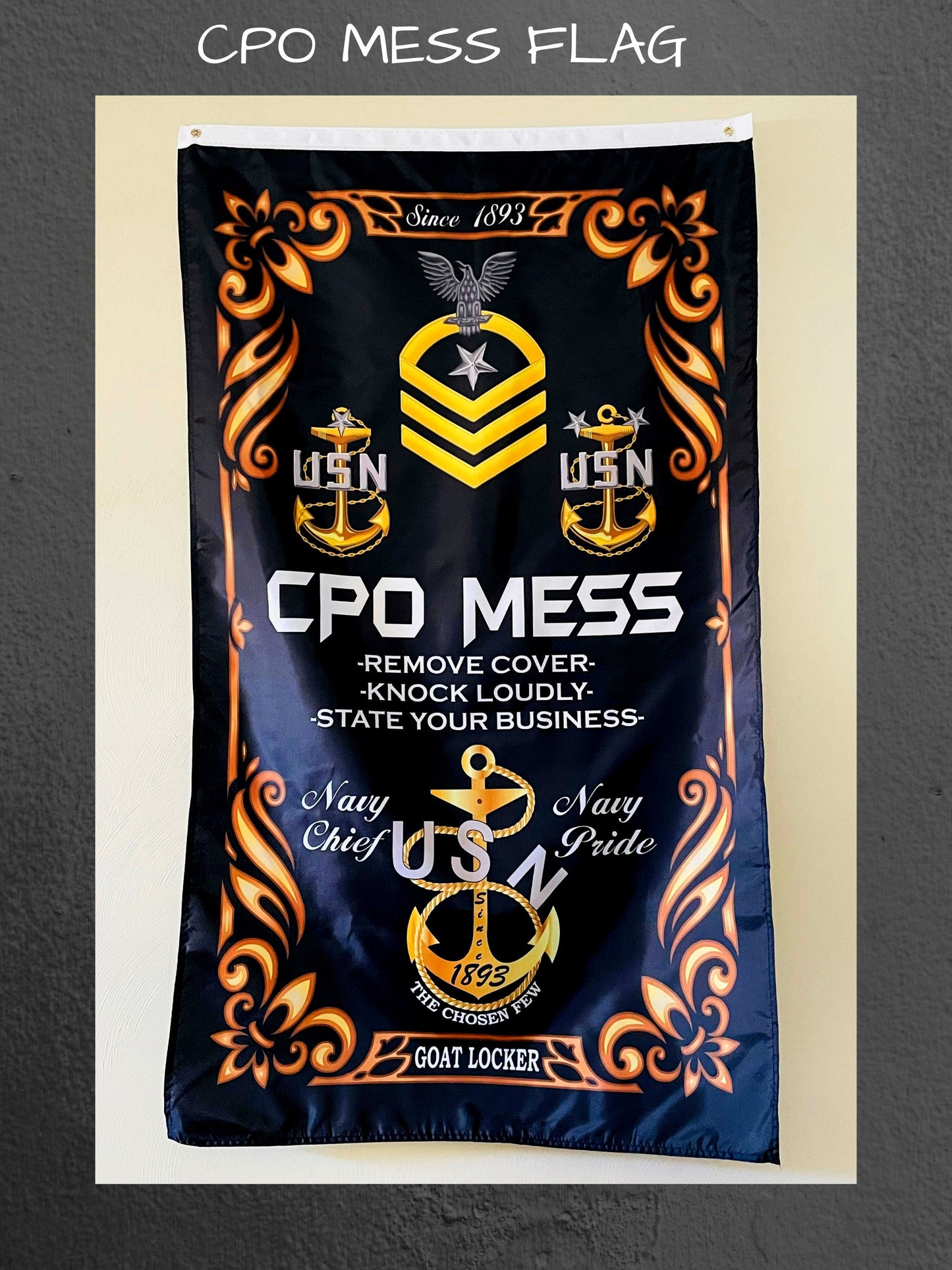 USN CPO Mess 5X3 Vertical Flag