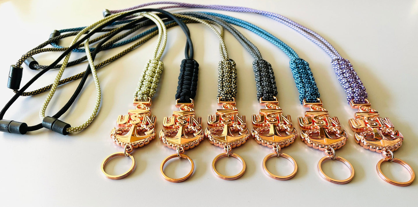 USN Rose Gold E7/E8/E9 Paracord Lanyard
