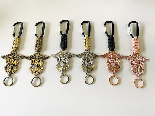 USN Corpsman CPO Paracord Keychain