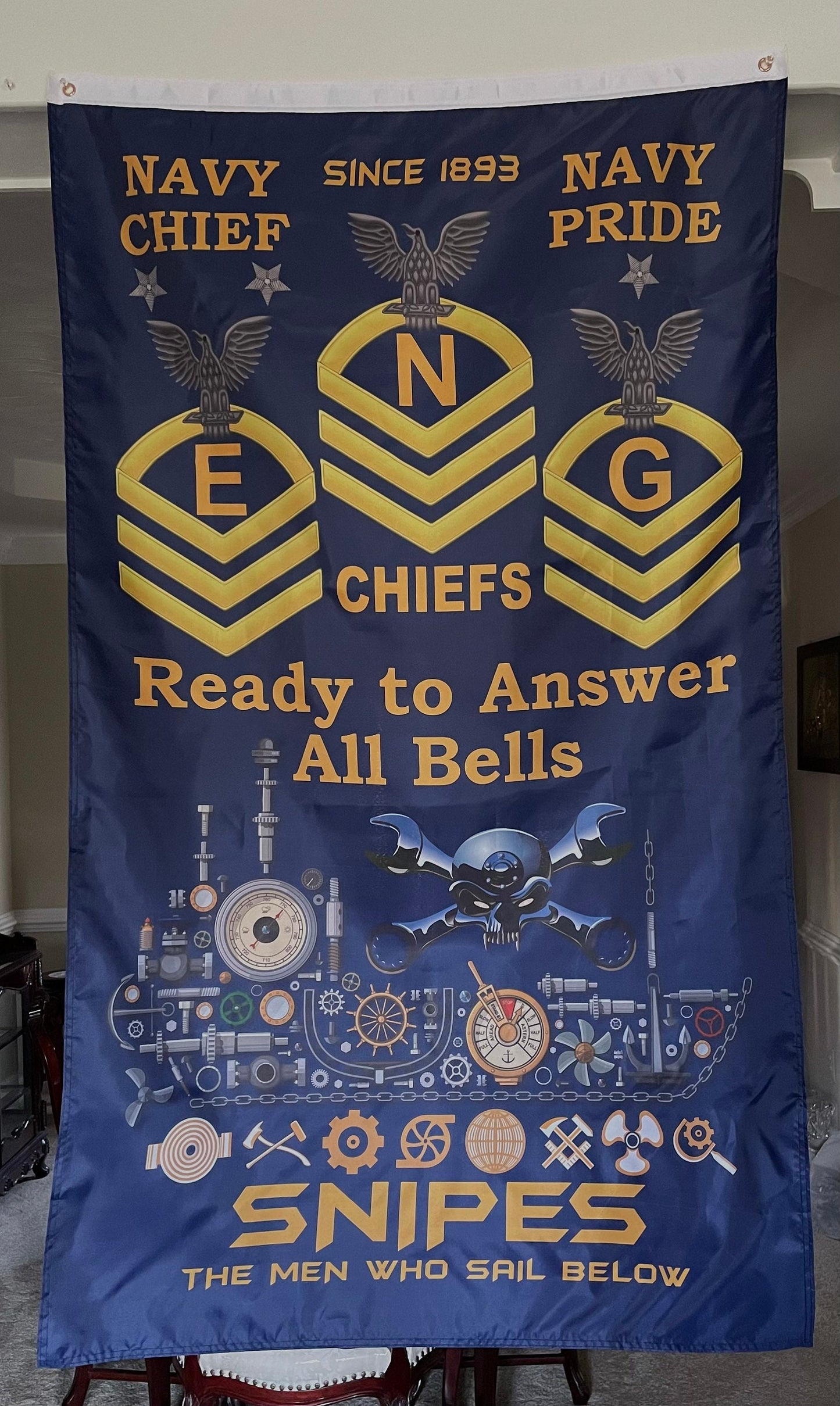 US Navy Snipes CPO Vertical Flag