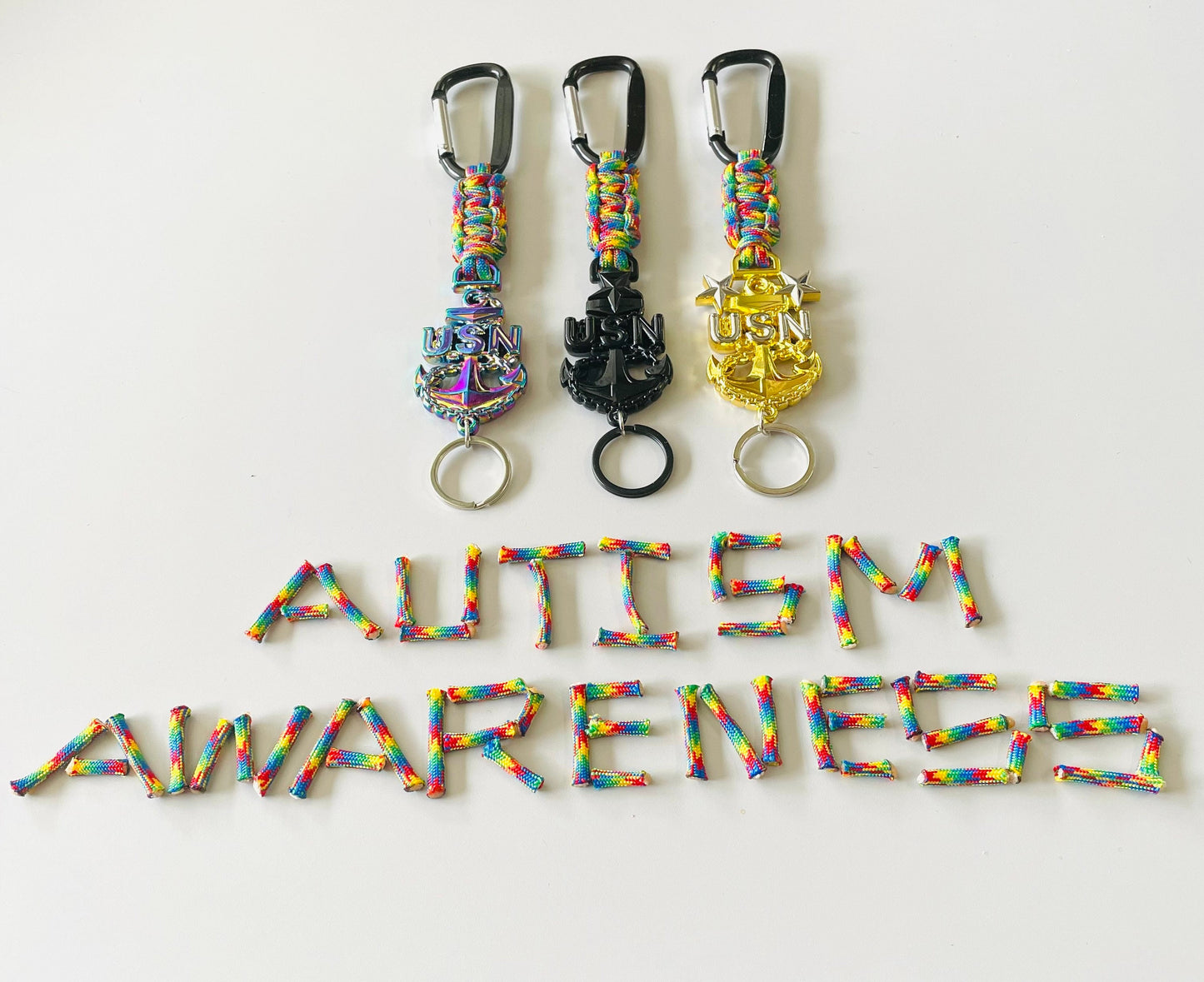 USN E7/E8/E9 AUTISM AWARENESS Paracord Lanyard or Keychain