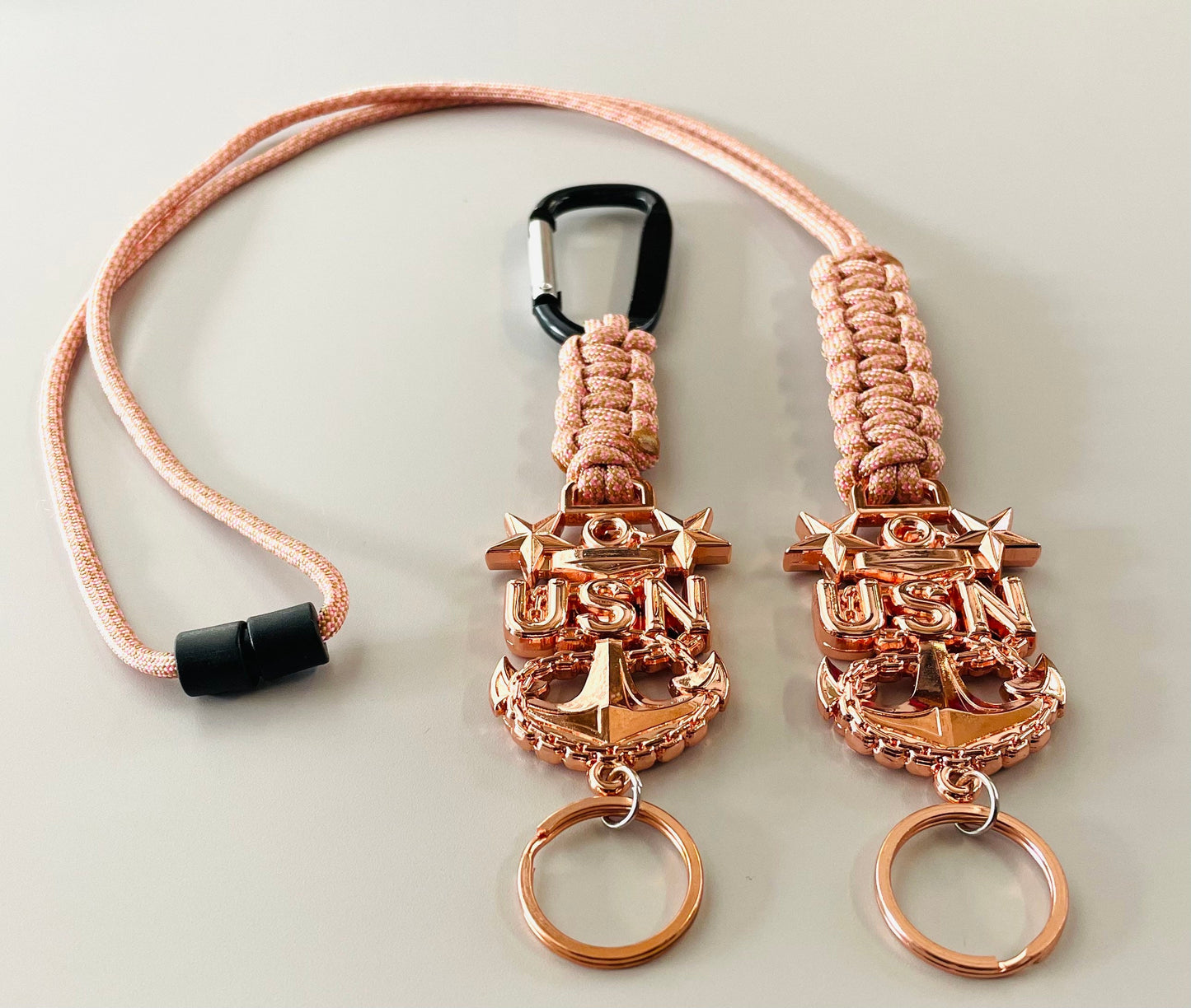 USN MCPO Rose Gold Paracord Lanyard or Keychain