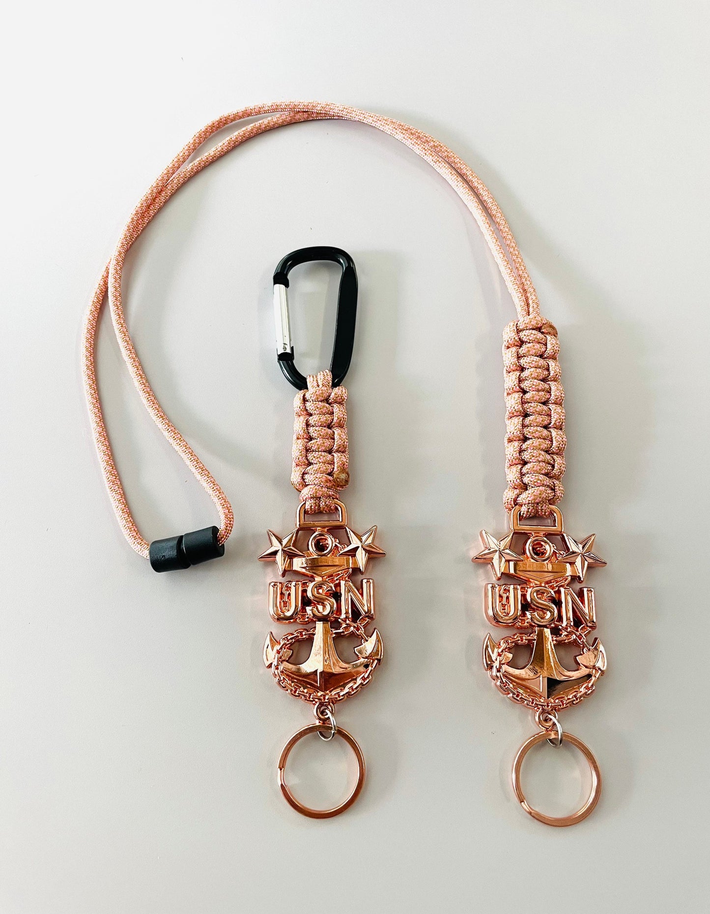 USN MCPO Rose Gold Paracord Lanyard or Keychain