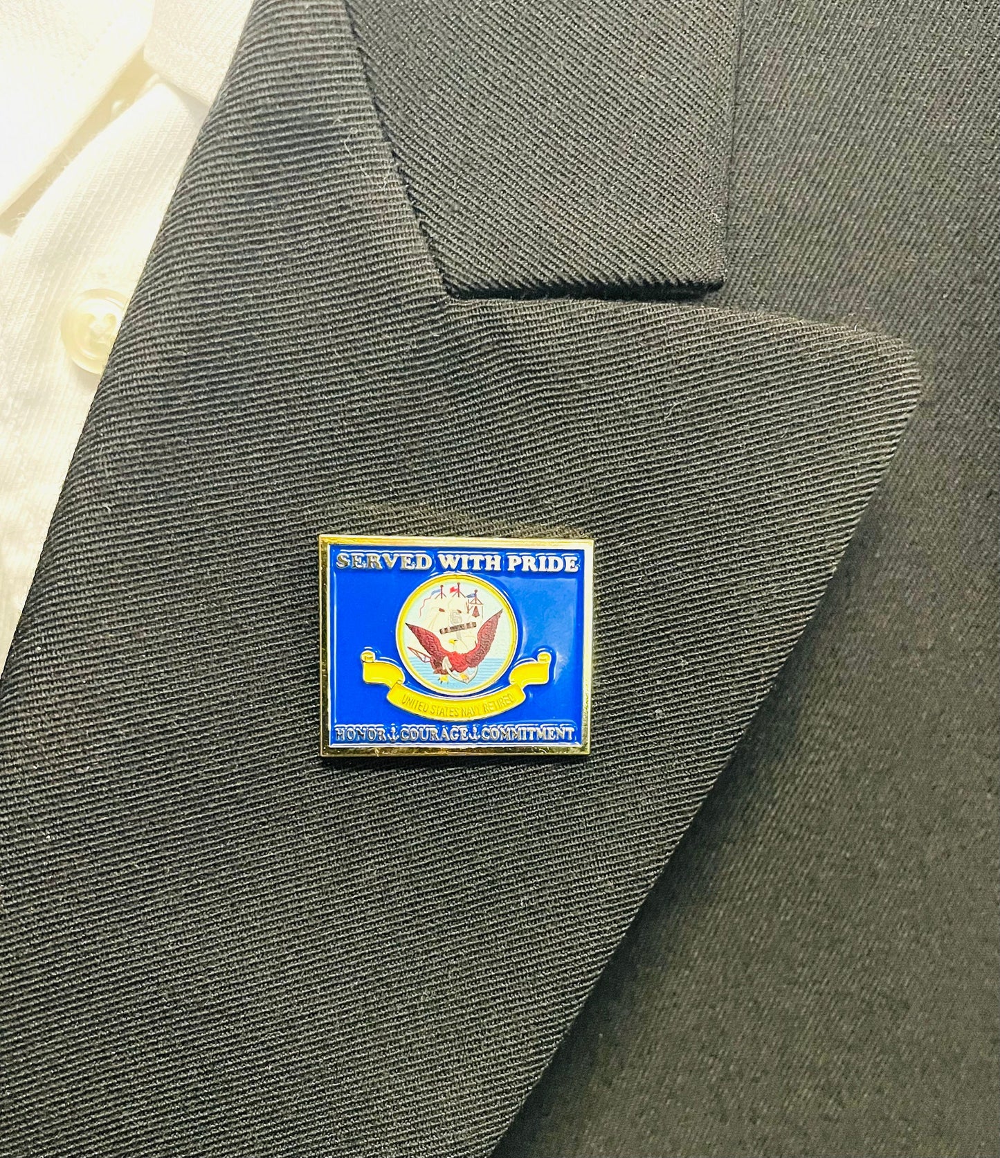 USN Retired Lapel Pin ***Served With Pride***
