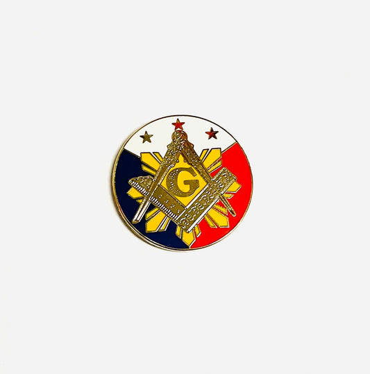 PI Sun and 3 Stars 1” Round Masonic Lapel Pin