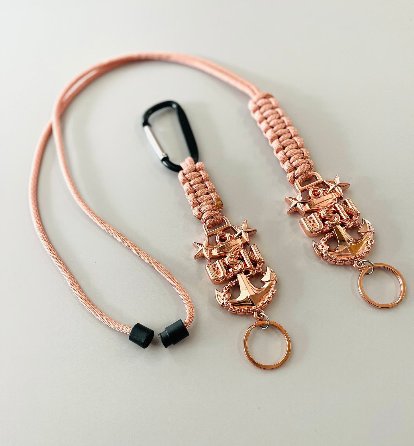 USN MCPO Rose Gold Paracord Lanyard or Keychain