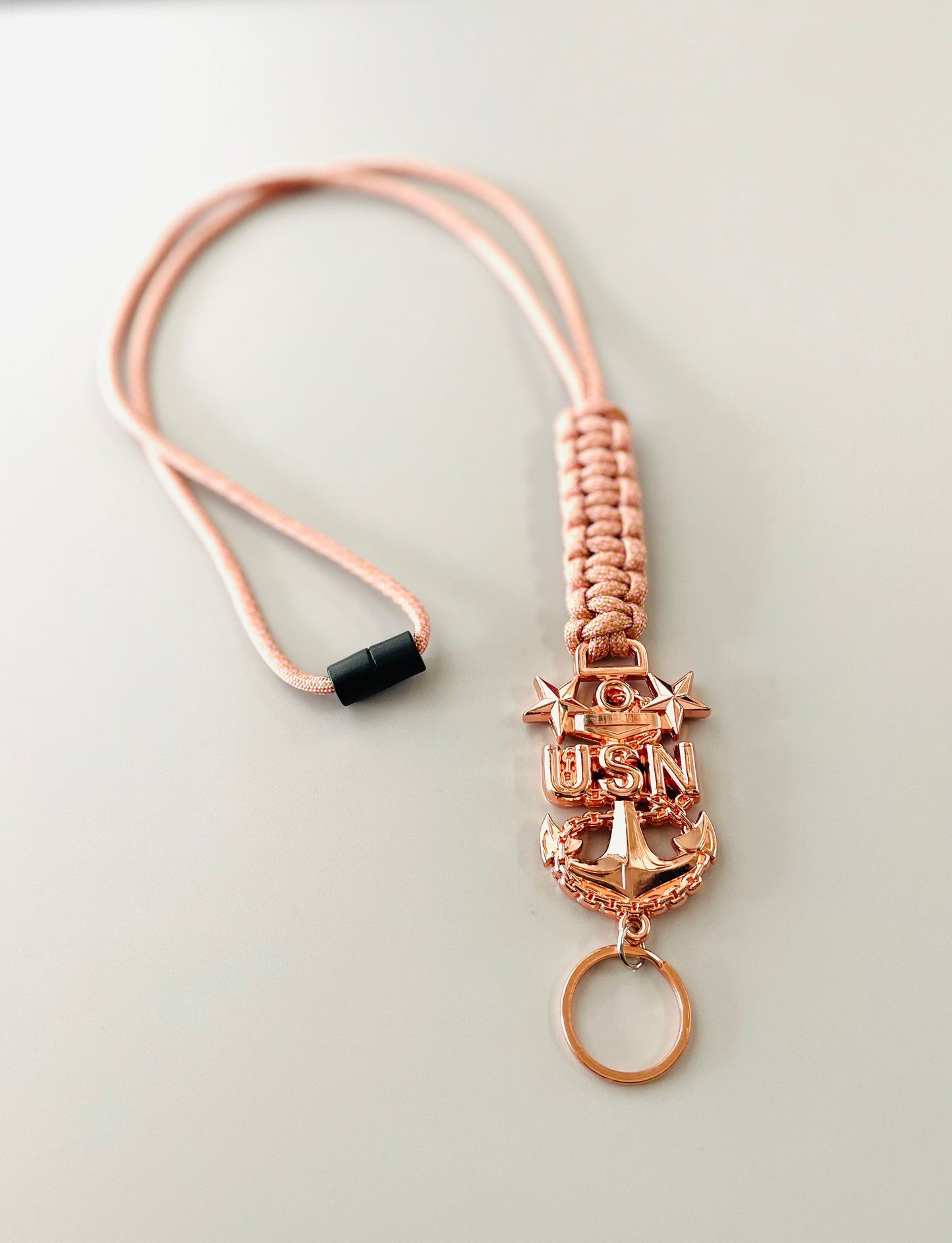 USN MCPO Rose Gold Paracord Lanyard or Keychain