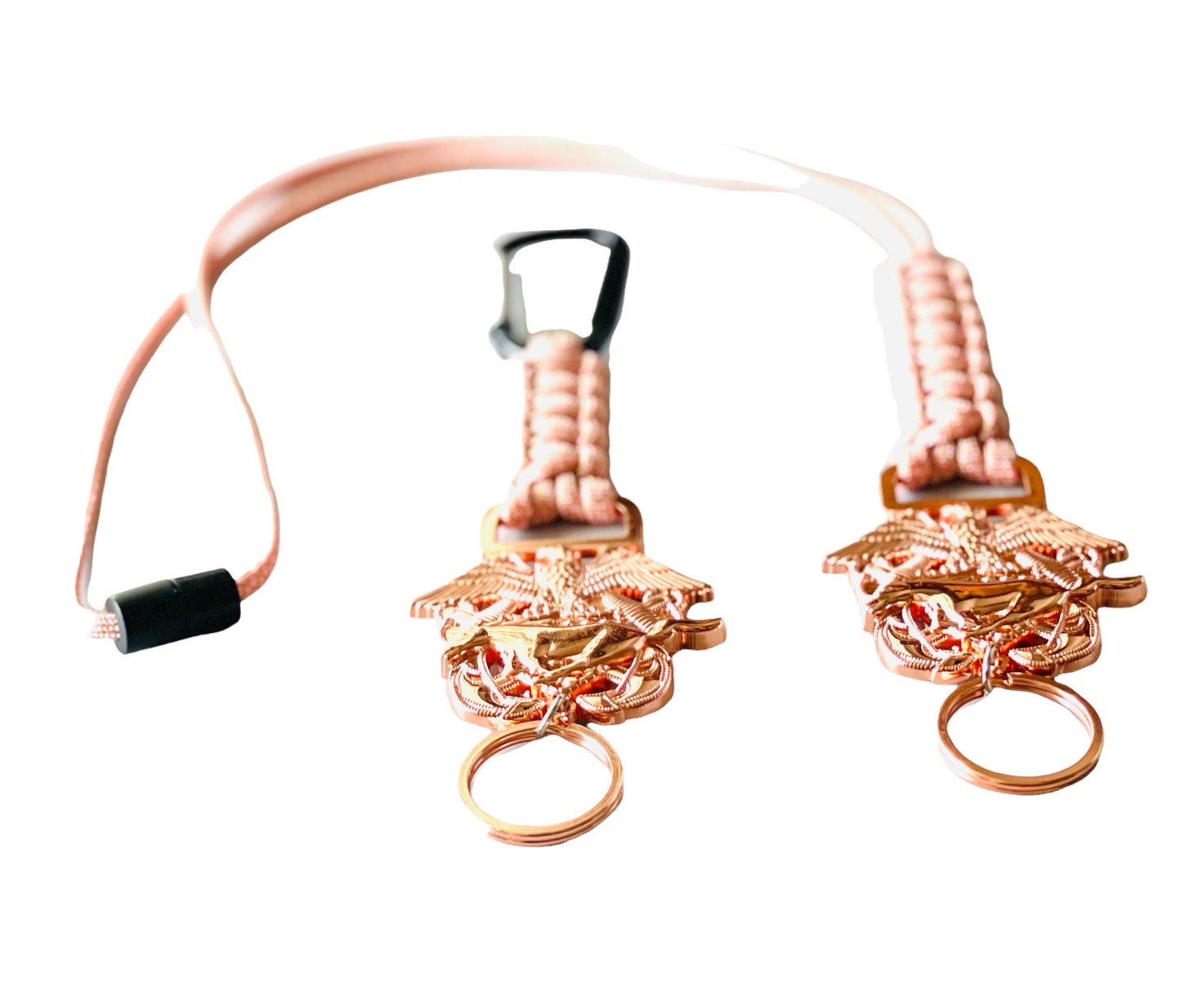 USN Rose Gold CWO/LDO Paracord Keychain or Lanyard