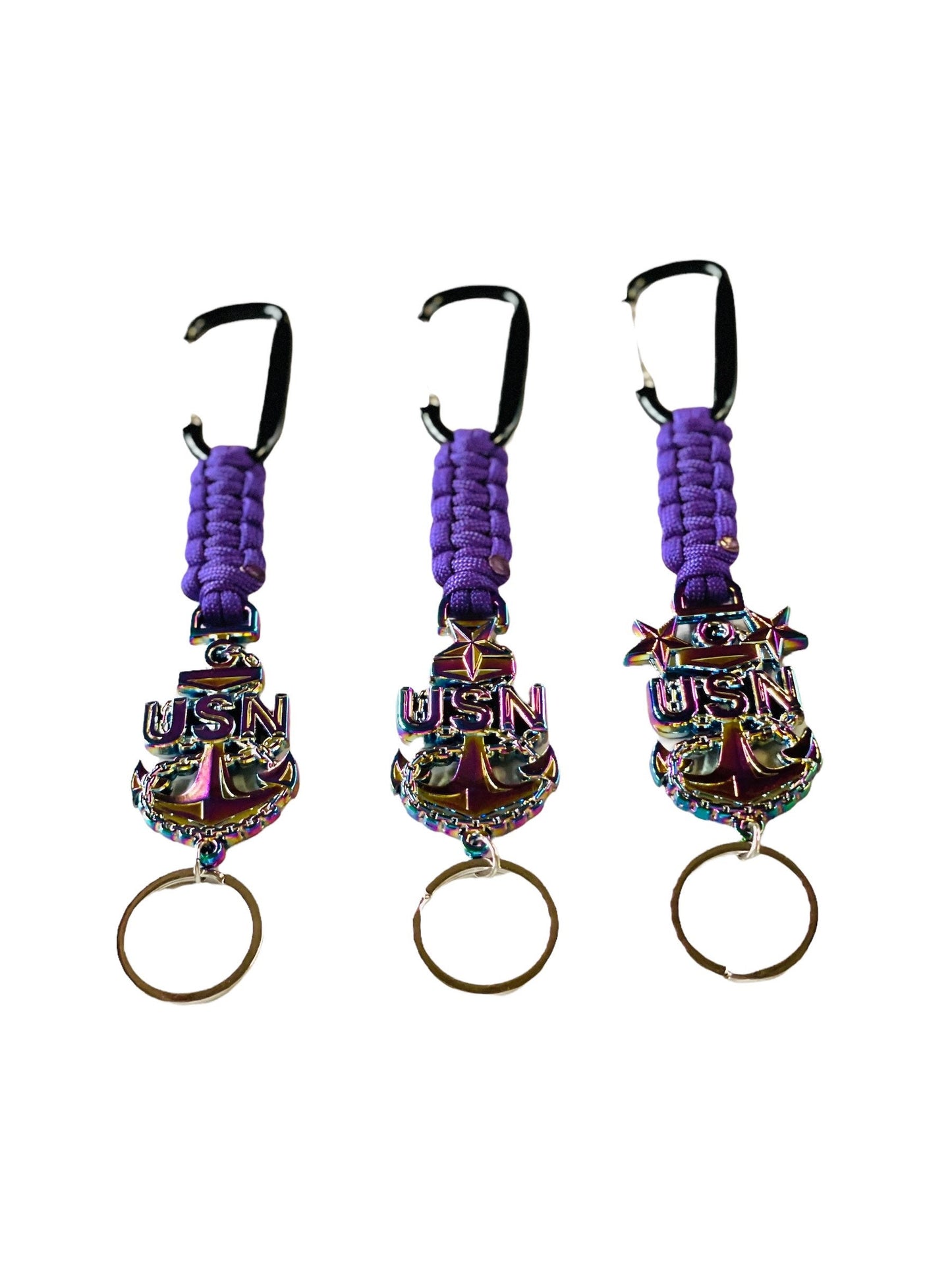 USN E7/E8/E9 Oil Drip Anchor with Purple Paracord Keychain