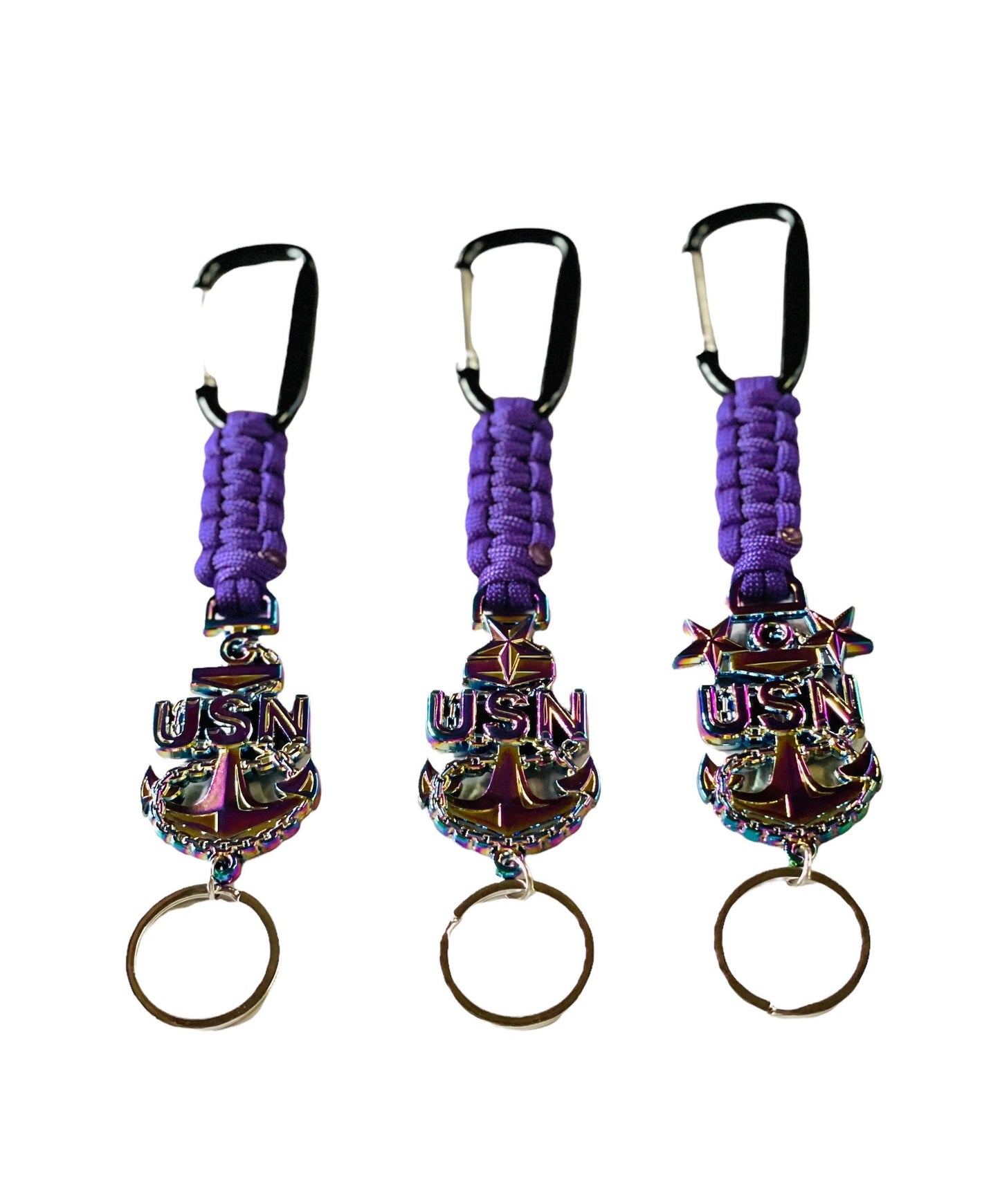 USN E7/E8/E9 Oil Drip Anchor with Purple Paracord Keychain