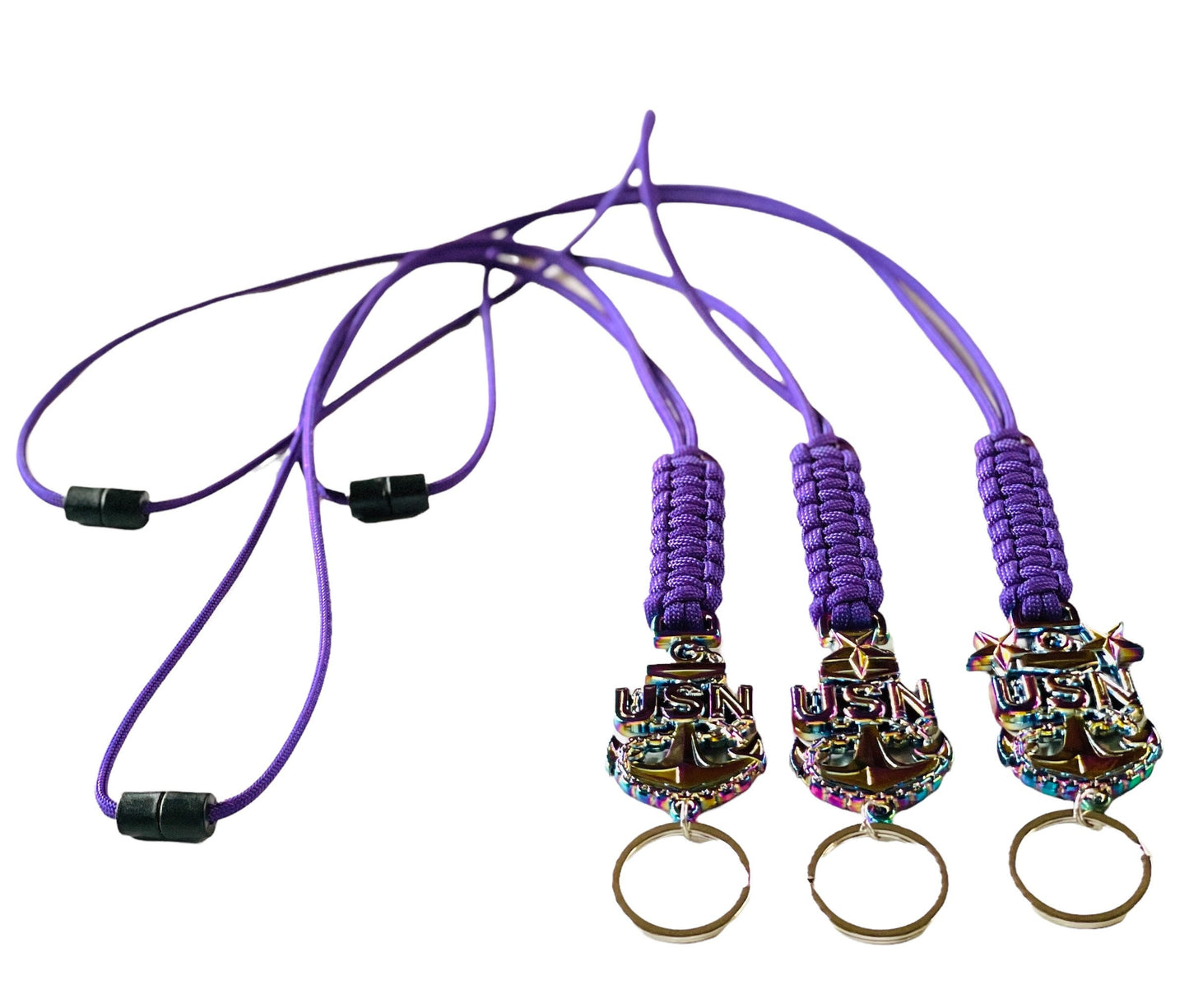 USN E7/E8/E9 Oil Drip Anchor with Purple Paracord Lanyard