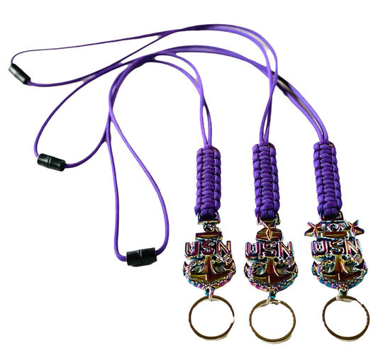 USN E7/E8/E9 Oil Drip Anchor with Purple Paracord Lanyard