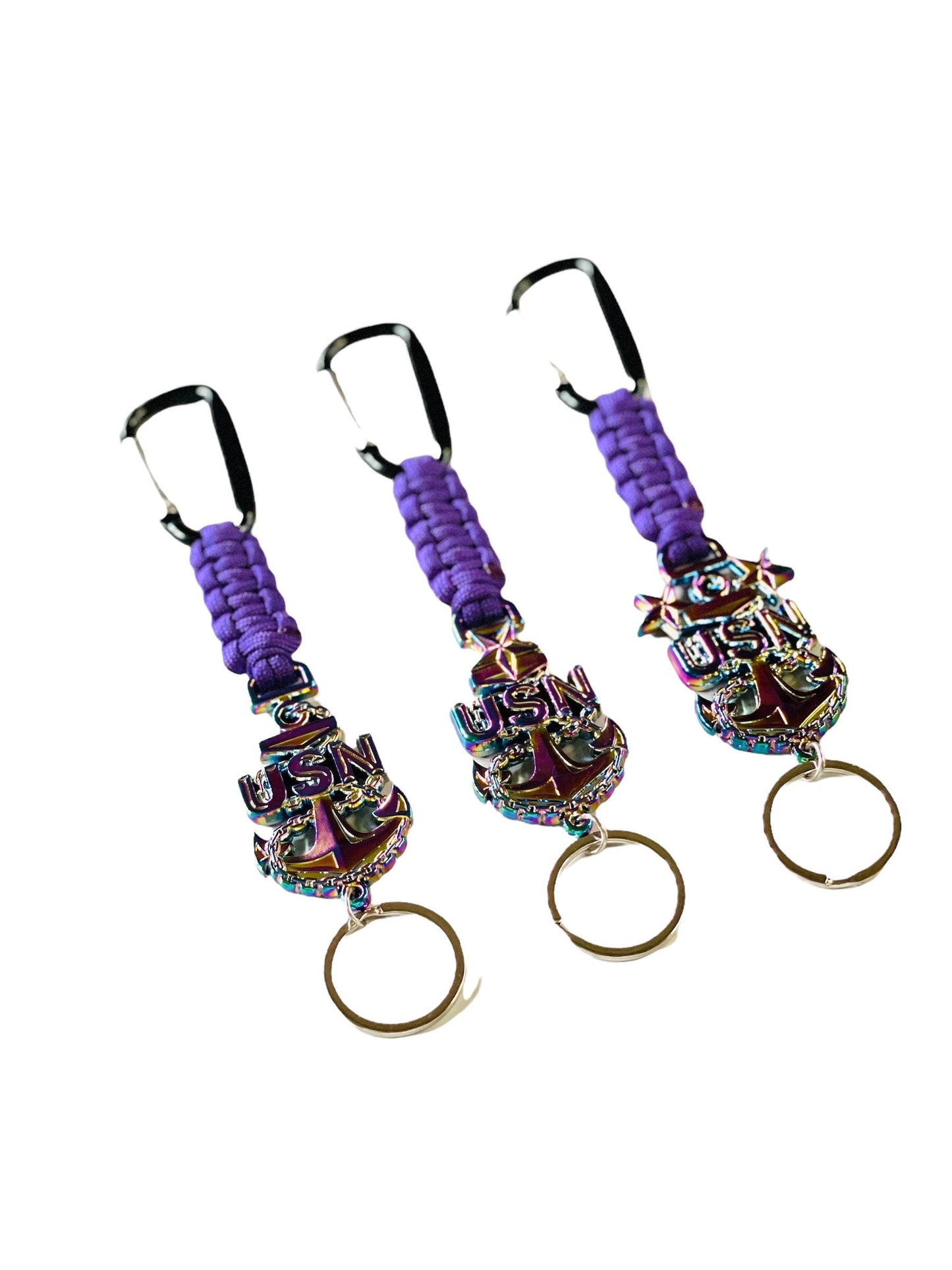 USN E7/E8/E9 Oil Drip Anchor with Purple Paracord Keychain
