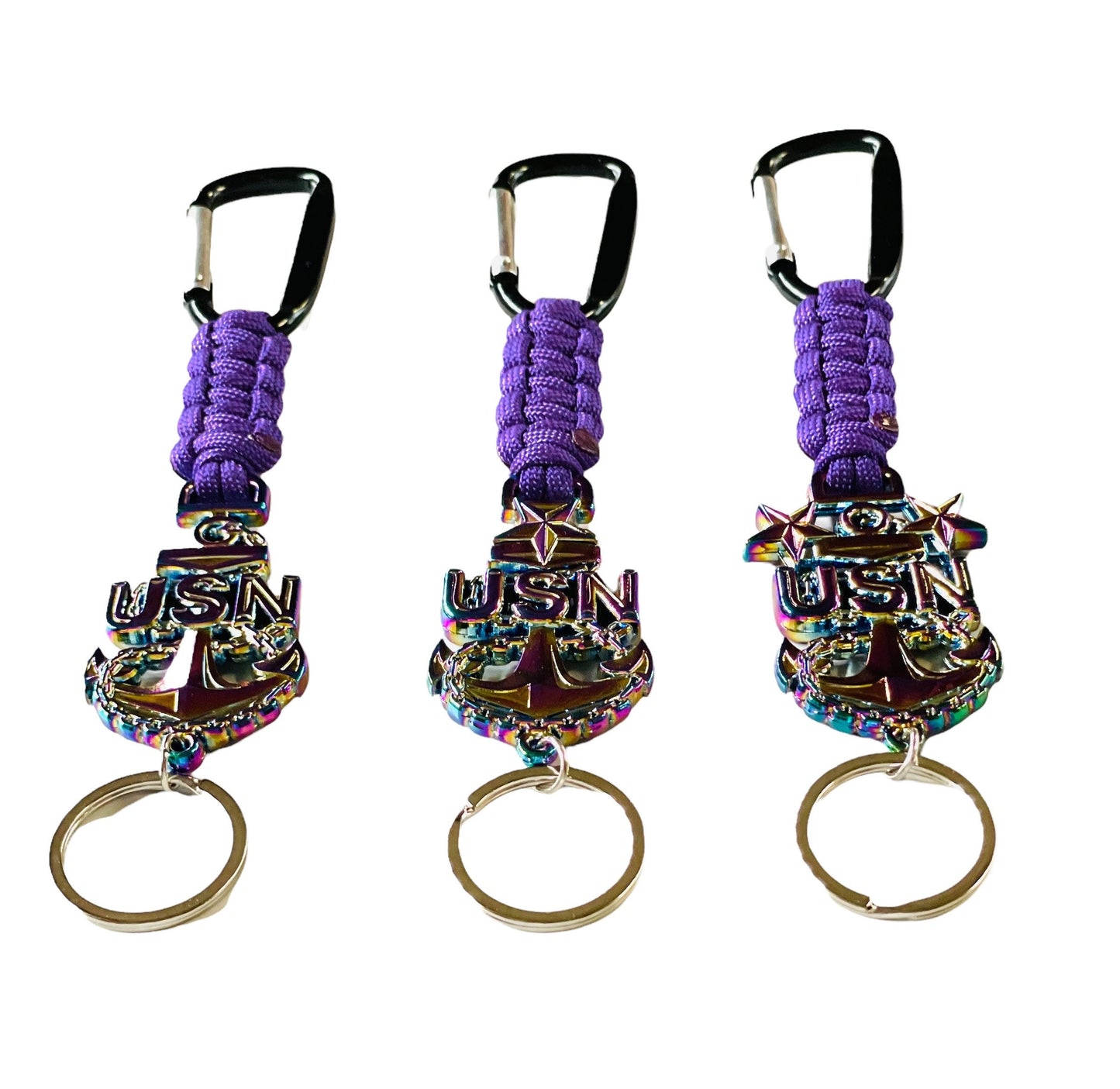 USN E7/E8/E9 Oil Drip Anchor with Purple Paracord Keychain