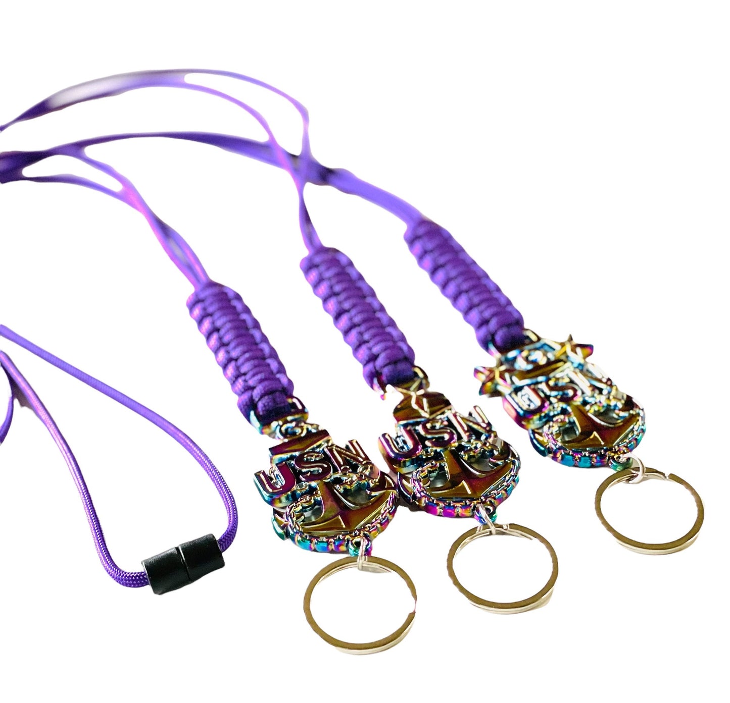 USN E7/E8/E9 Oil Drip Anchor with Purple Paracord Lanyard