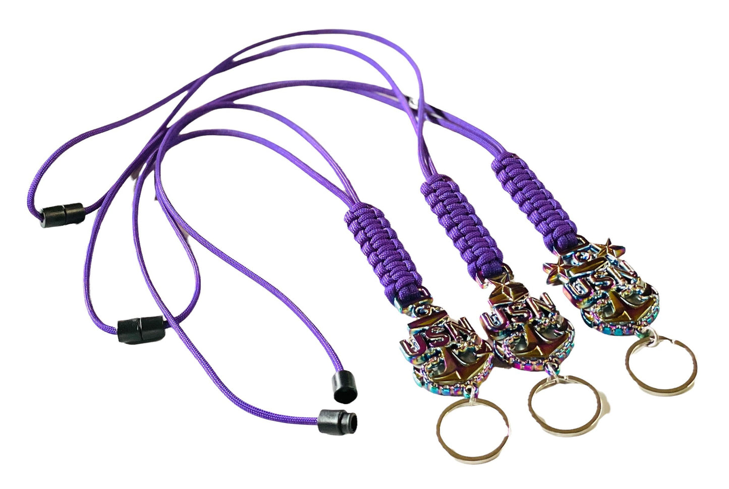 USN E7/E8/E9 Oil Drip Anchor with Purple Paracord Lanyard