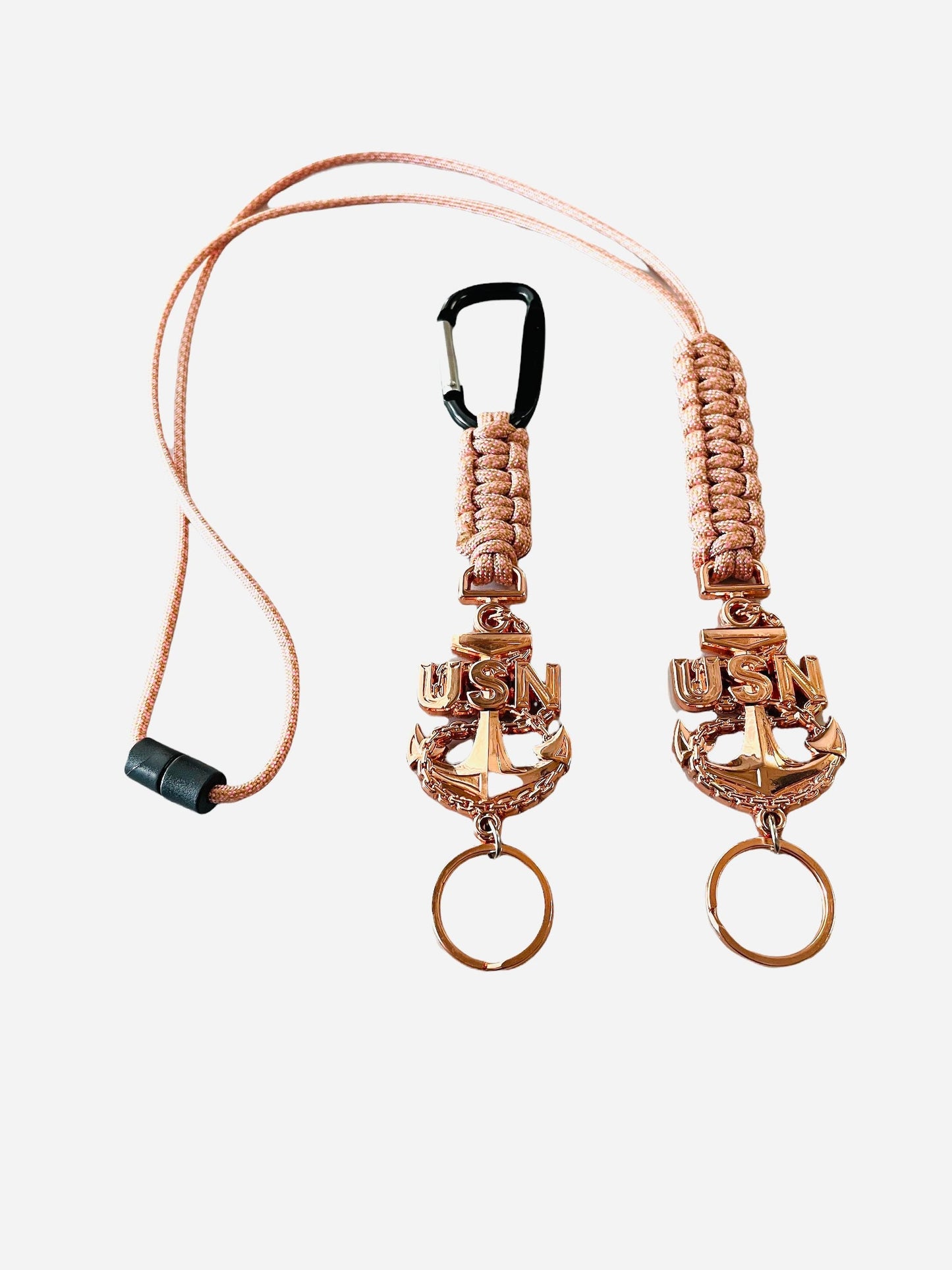 USN Rose Gold CPO Paracord Keychain or Neck Lanyard.
