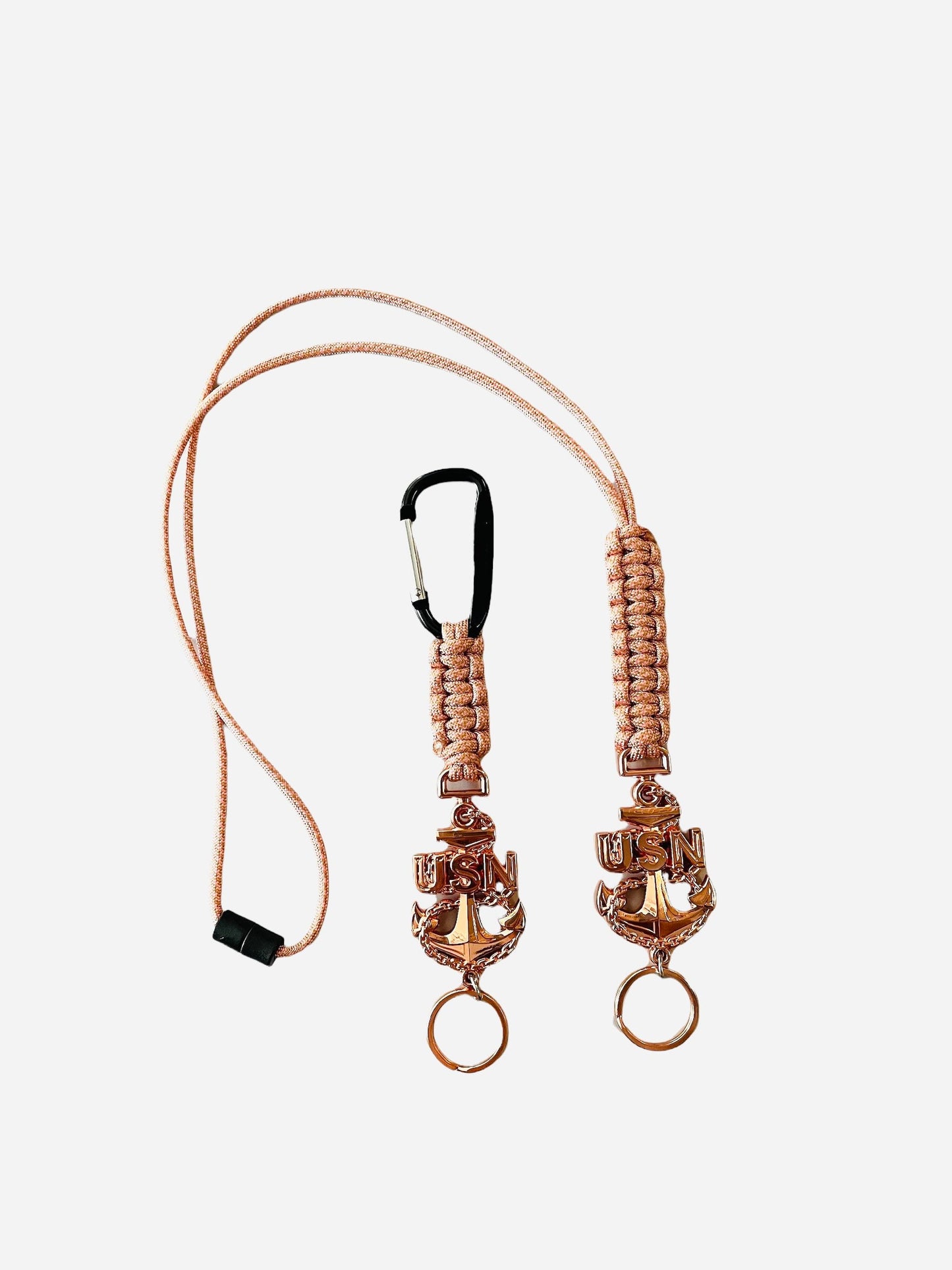 USN Rose Gold CPO Paracord Keychain or Neck Lanyard.