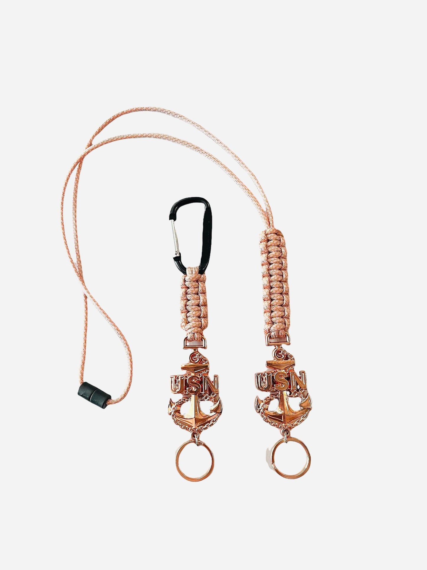 USN Rose Gold CPO Paracord Keychain or Neck Lanyard.