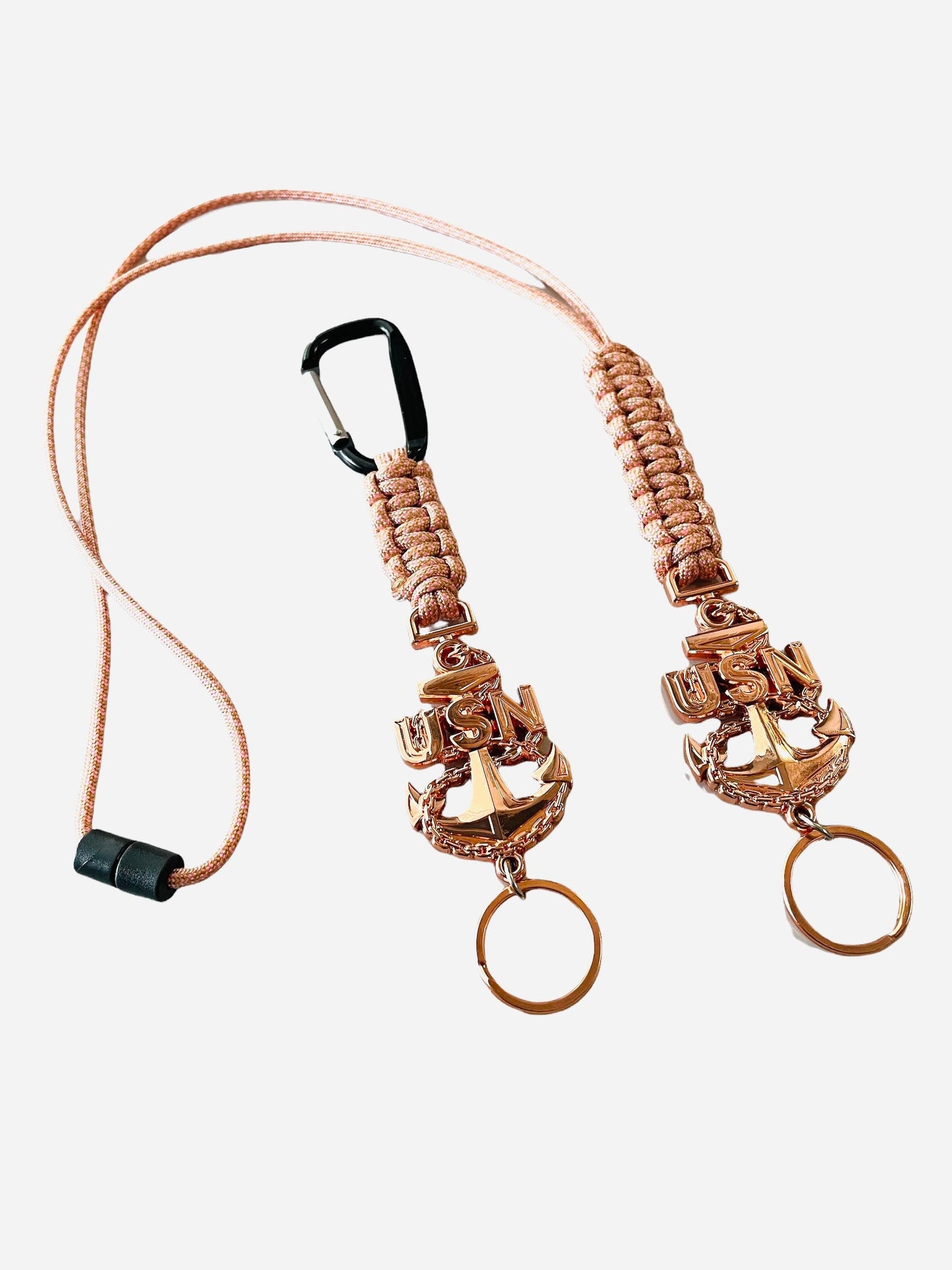 USN Rose Gold CPO Paracord Keychain or Neck Lanyard.
