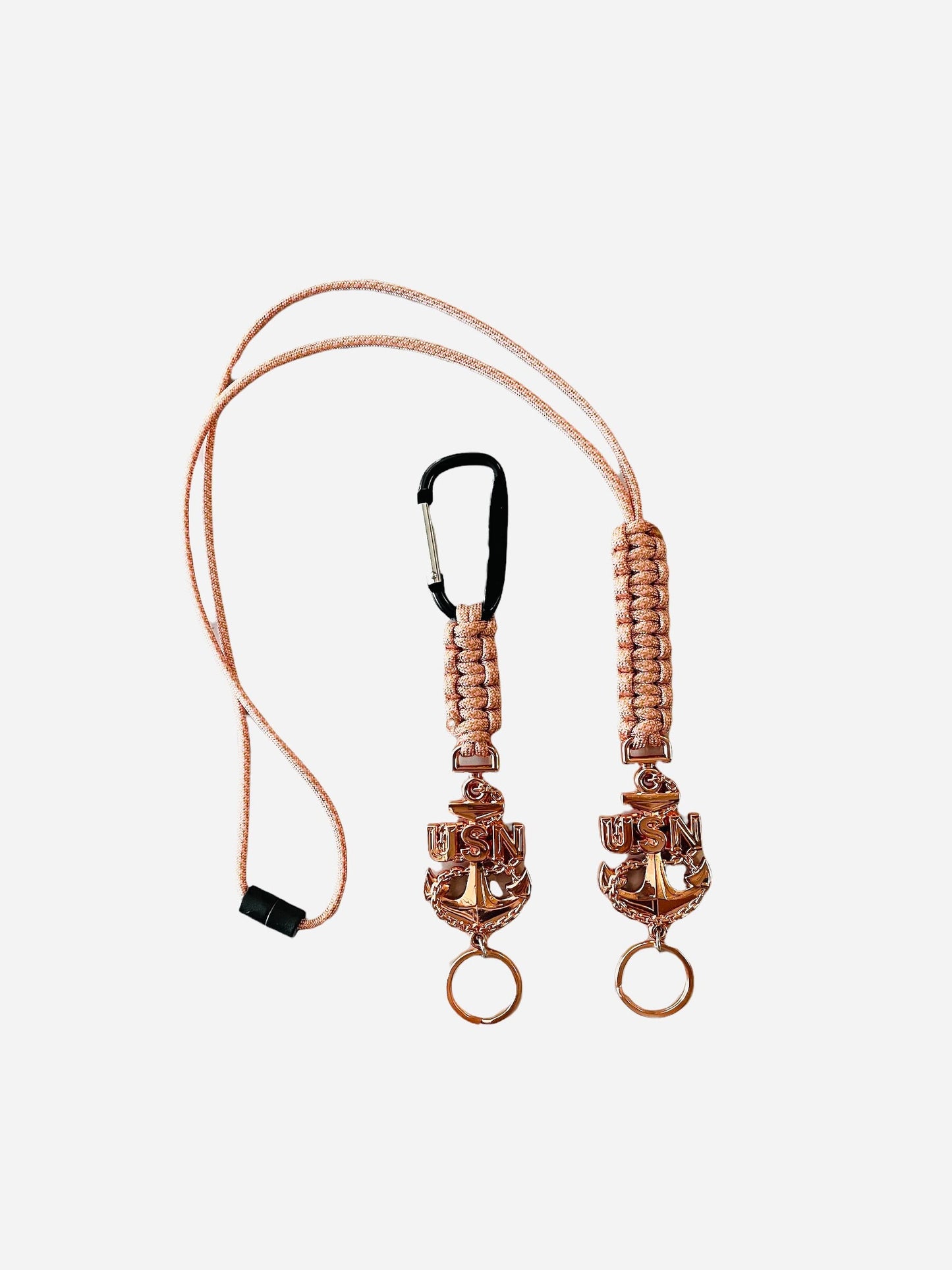 USN Rose Gold CPO Paracord Keychain or Neck Lanyard.