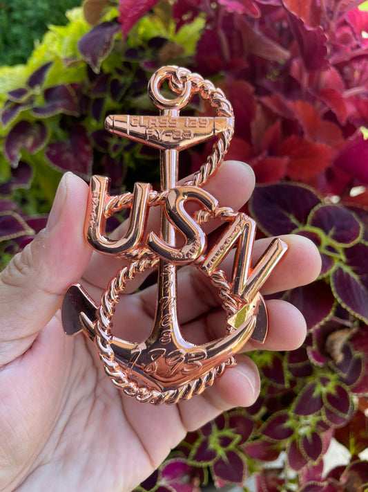 USN Class 129 FY 23 Rose Gold Heritage Anchor Coin.