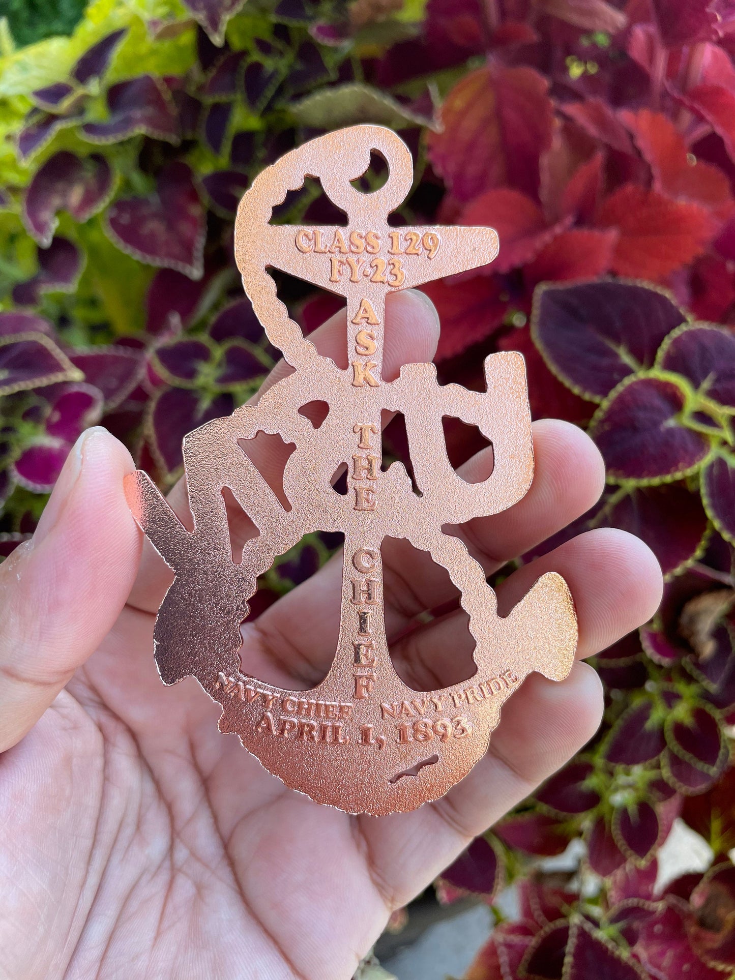 USN Class 129 FY 23 Rose Gold Heritage Anchor Coin.